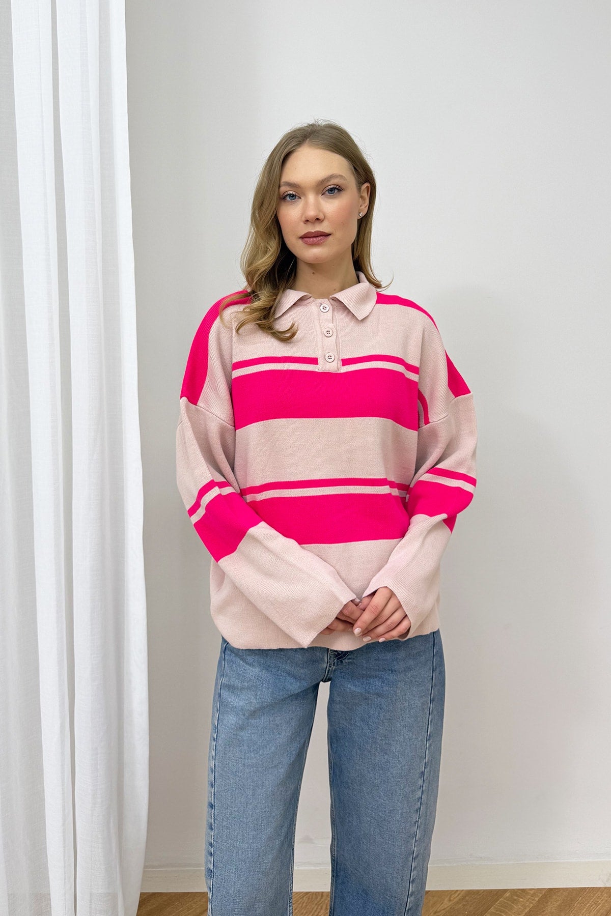 Çizgili Triko Kazak 99-9007