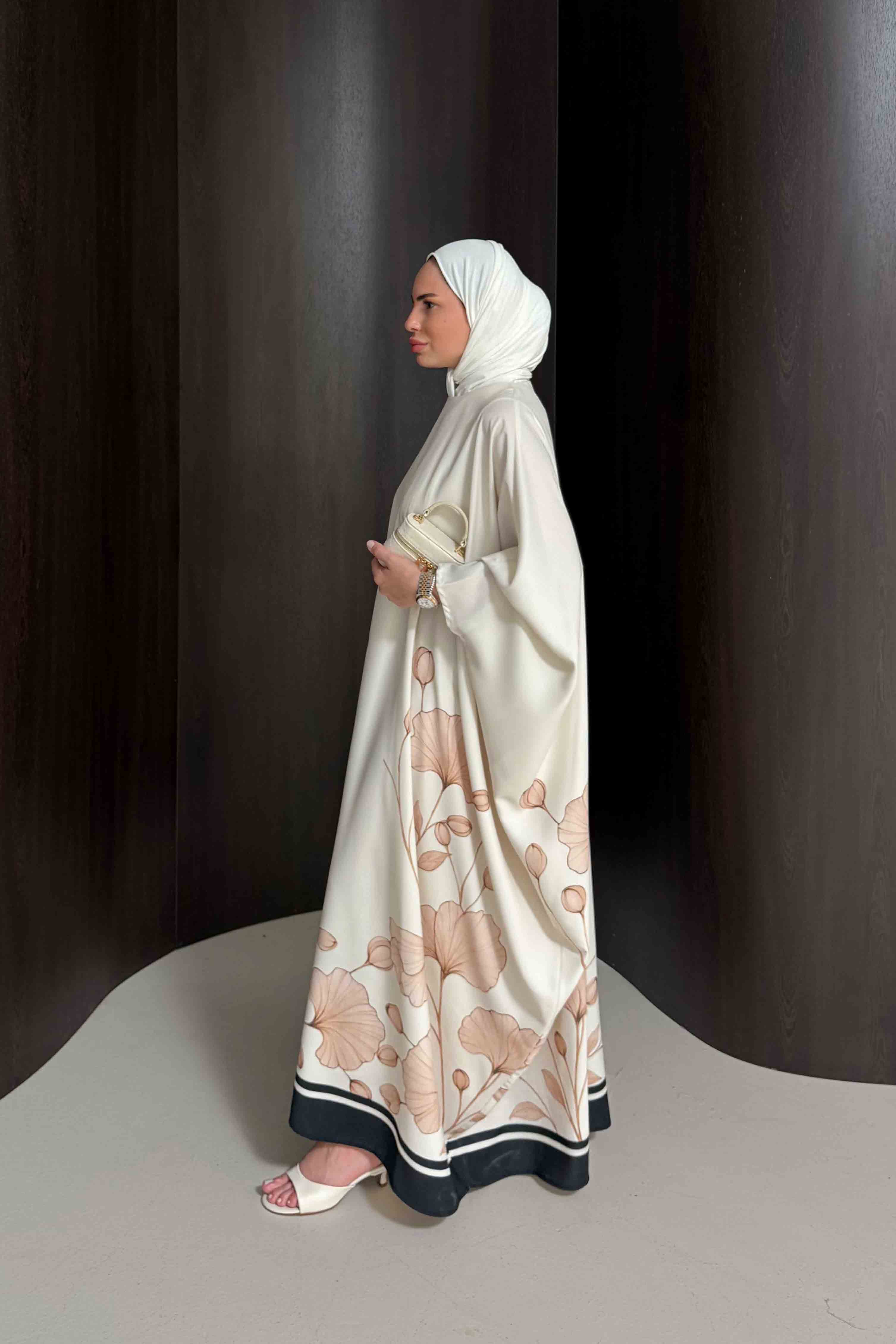 Çiçekli Kaftan Elbise 32-2938