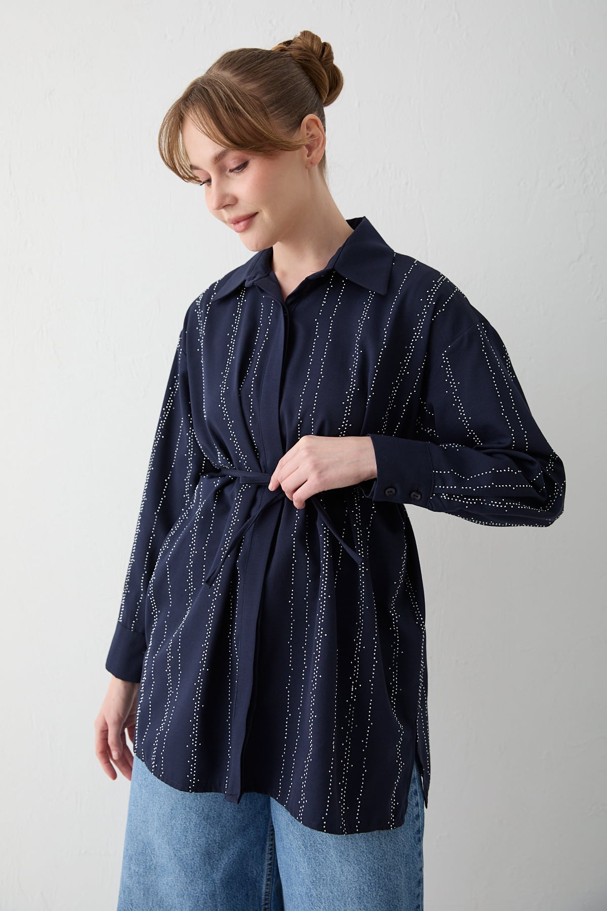 Taşlı Poplin Gömlek 32-2620