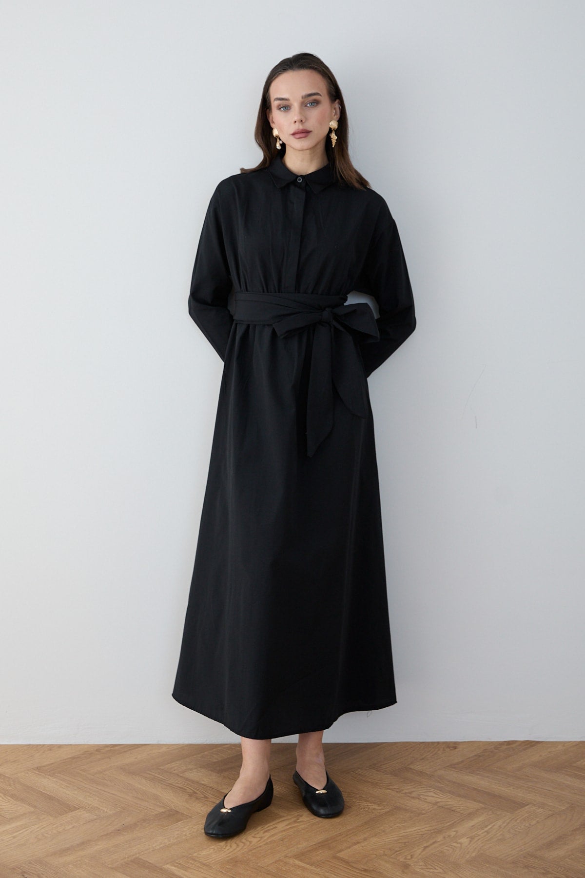 Kuşaklı Poplin Elbise 68-6302