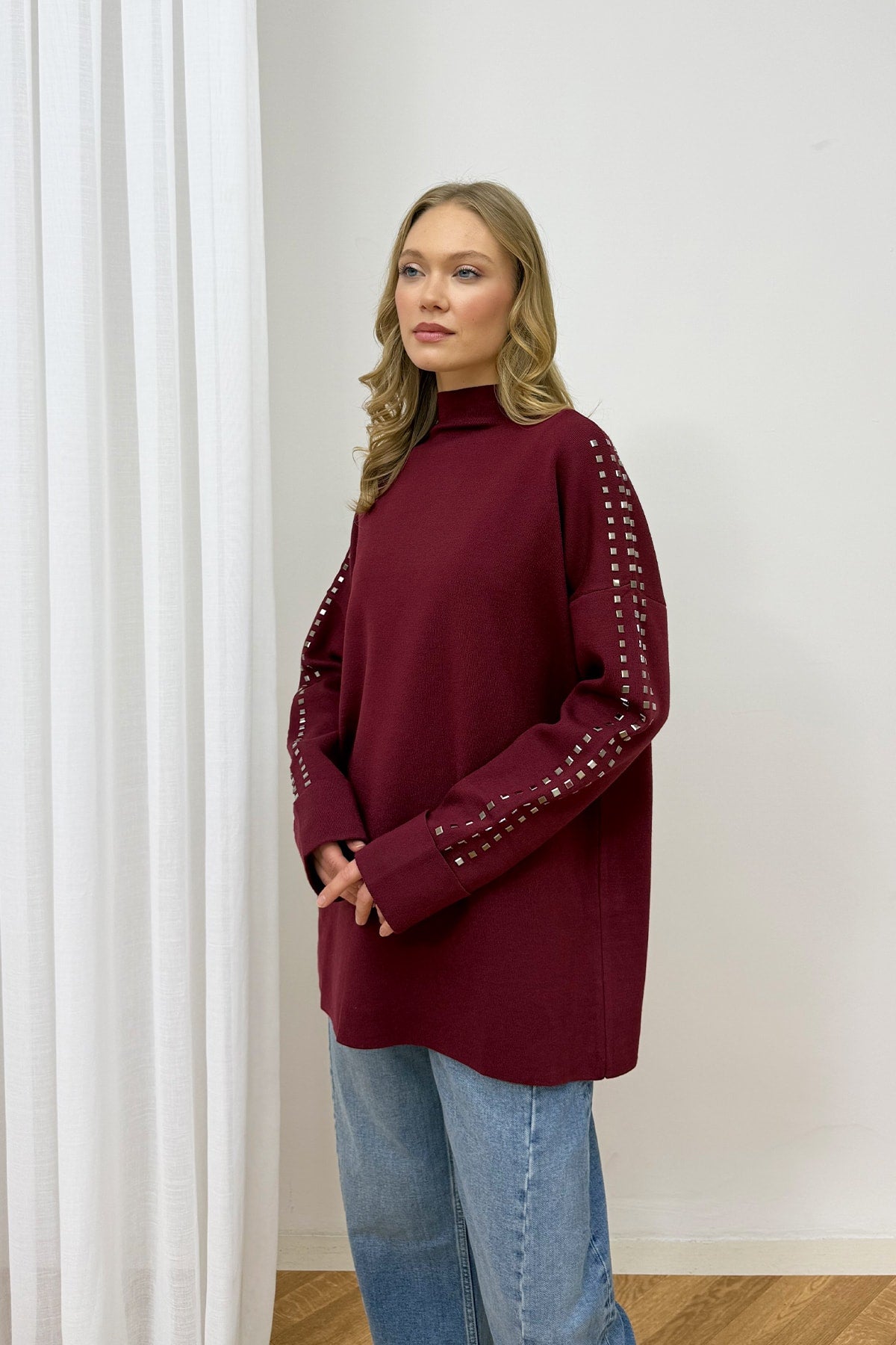 Aksesuarlı Triko Tunik 87-26150