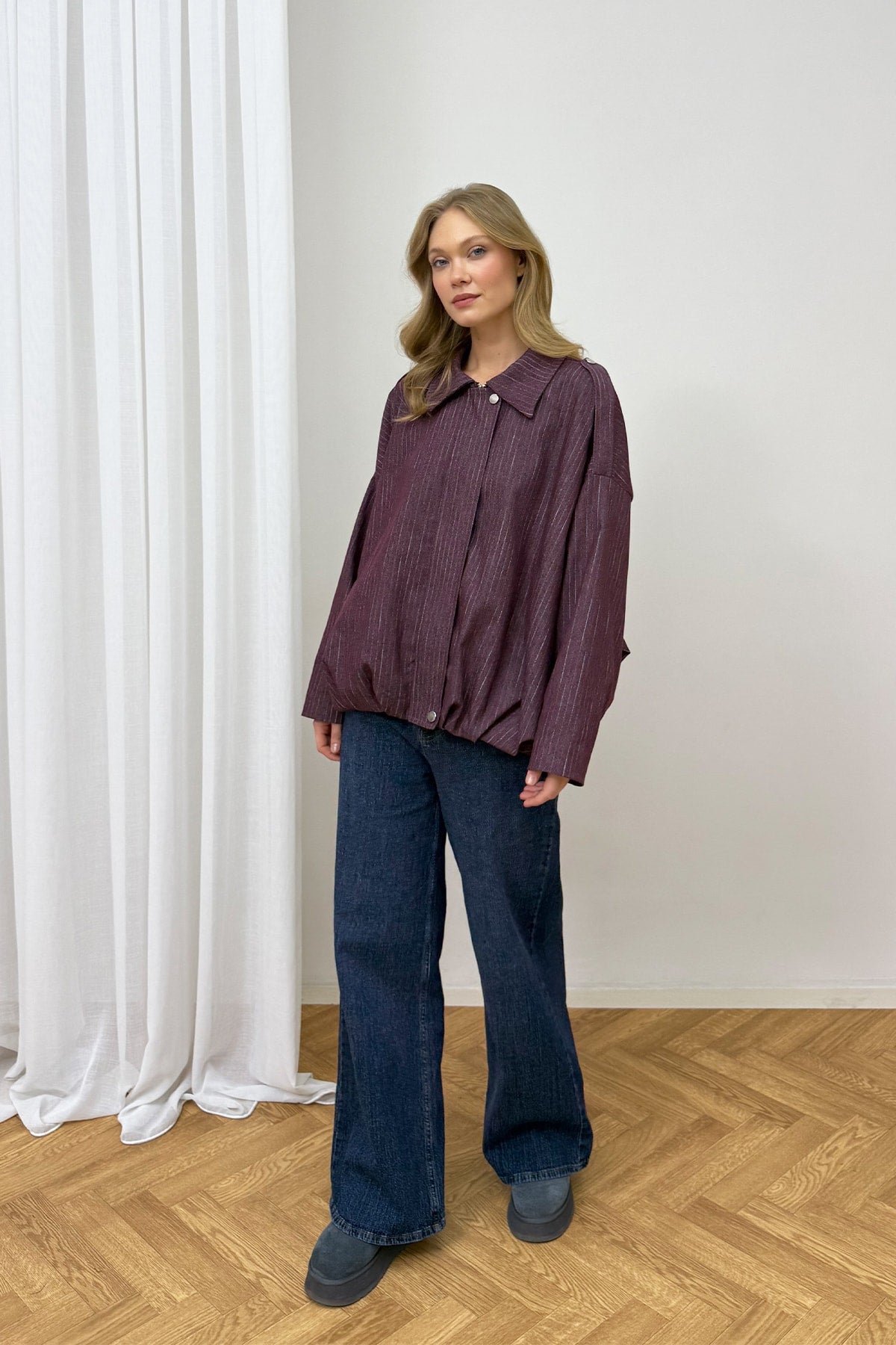 Çizgili Bomber Ceket 3-4564