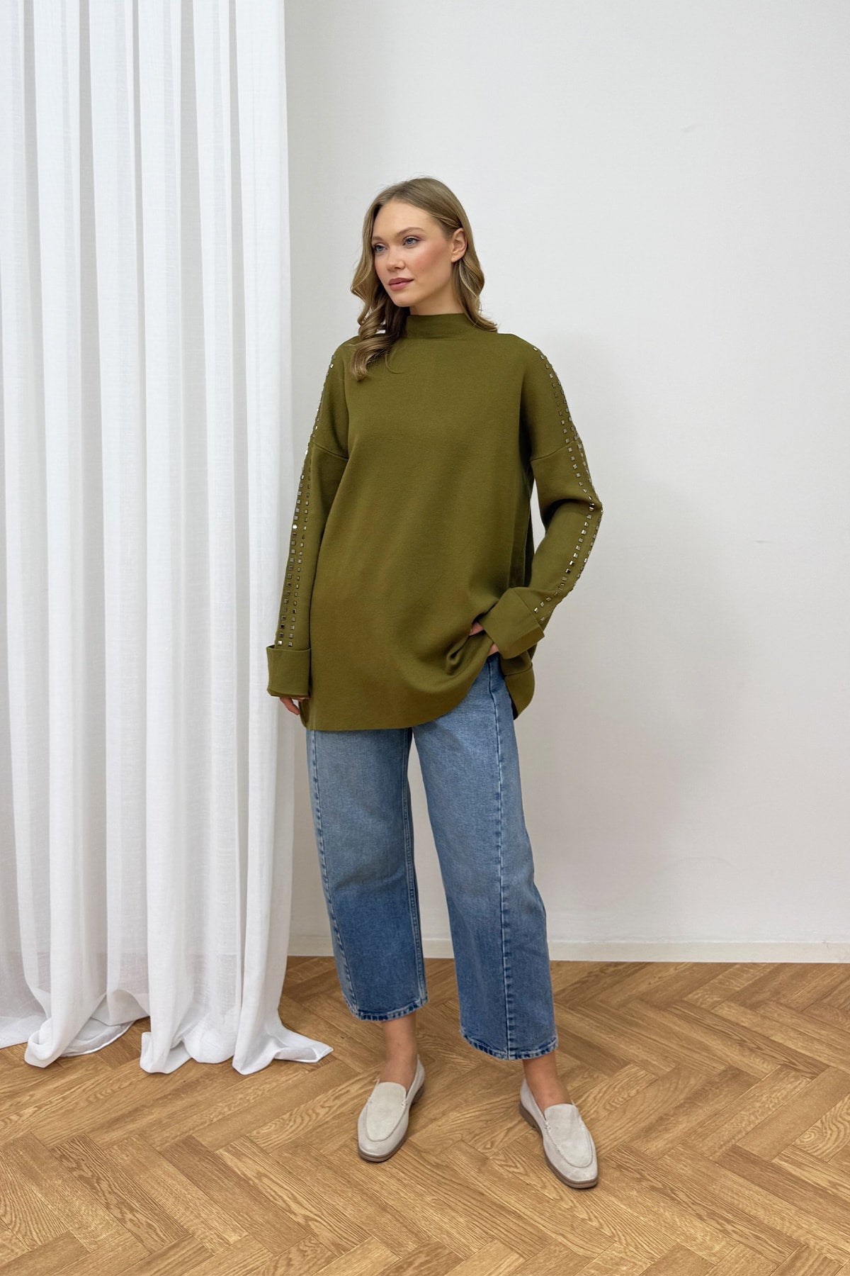 Aksesuarlı Triko Tunik 87-26150