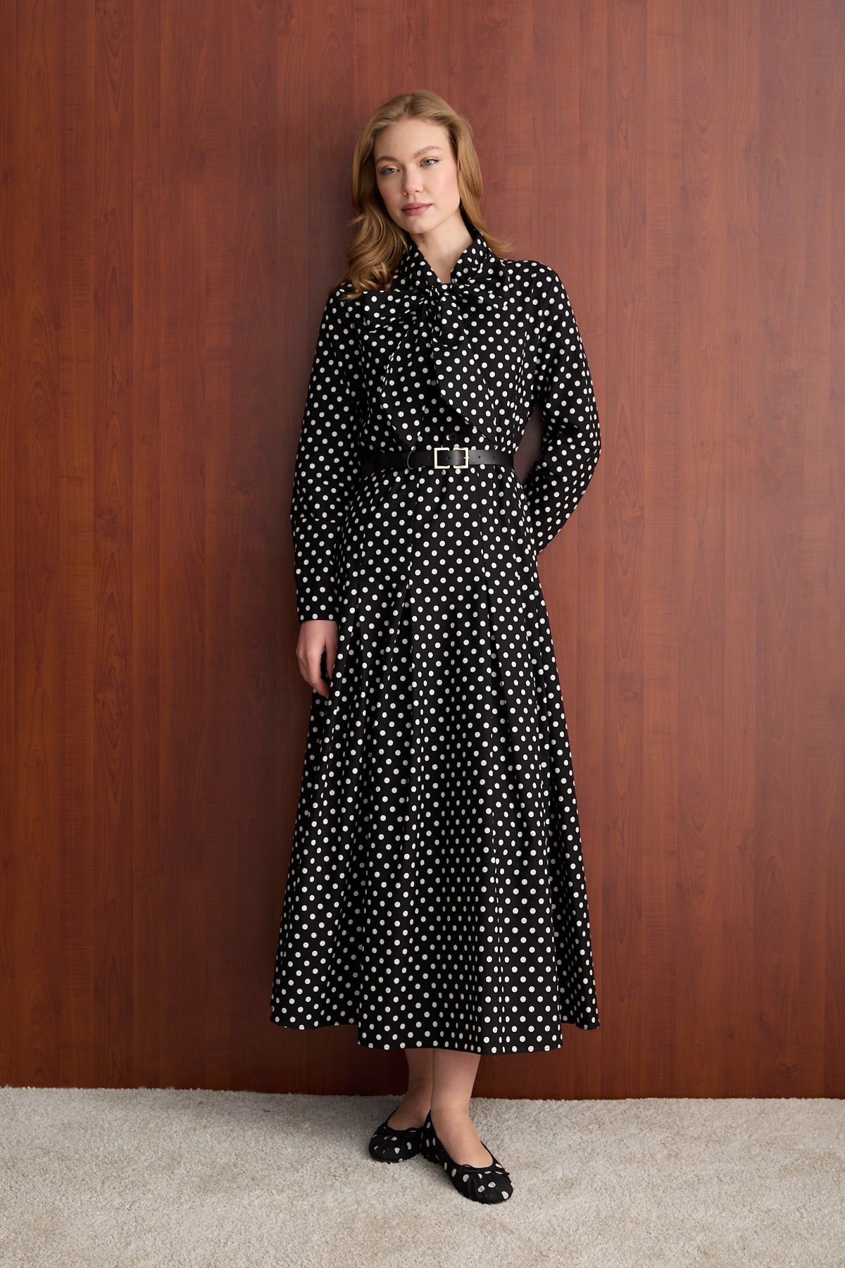 Puantiye Poplin Elbise 32-2766