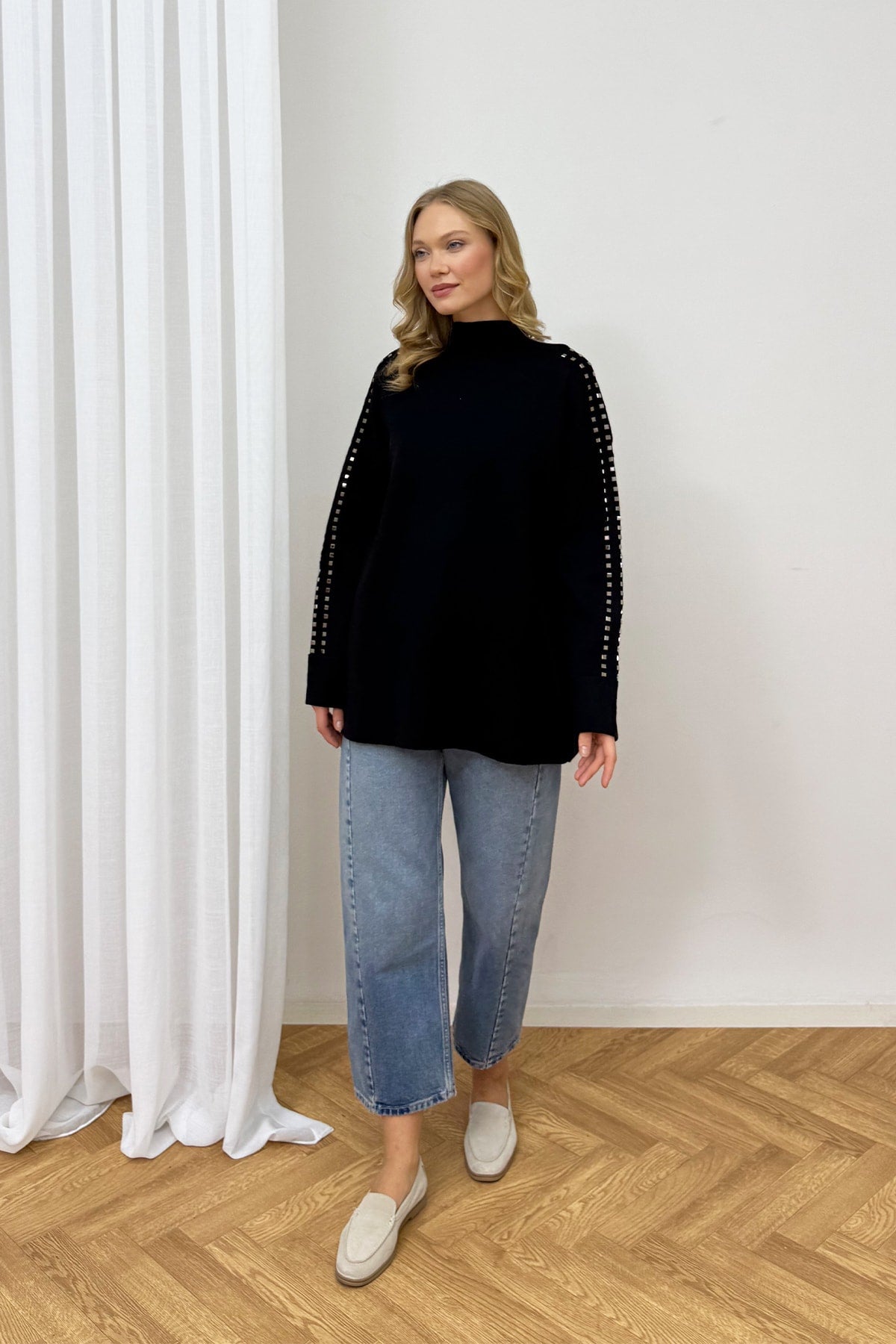 Aksesuarlı Triko Tunik 87-26150