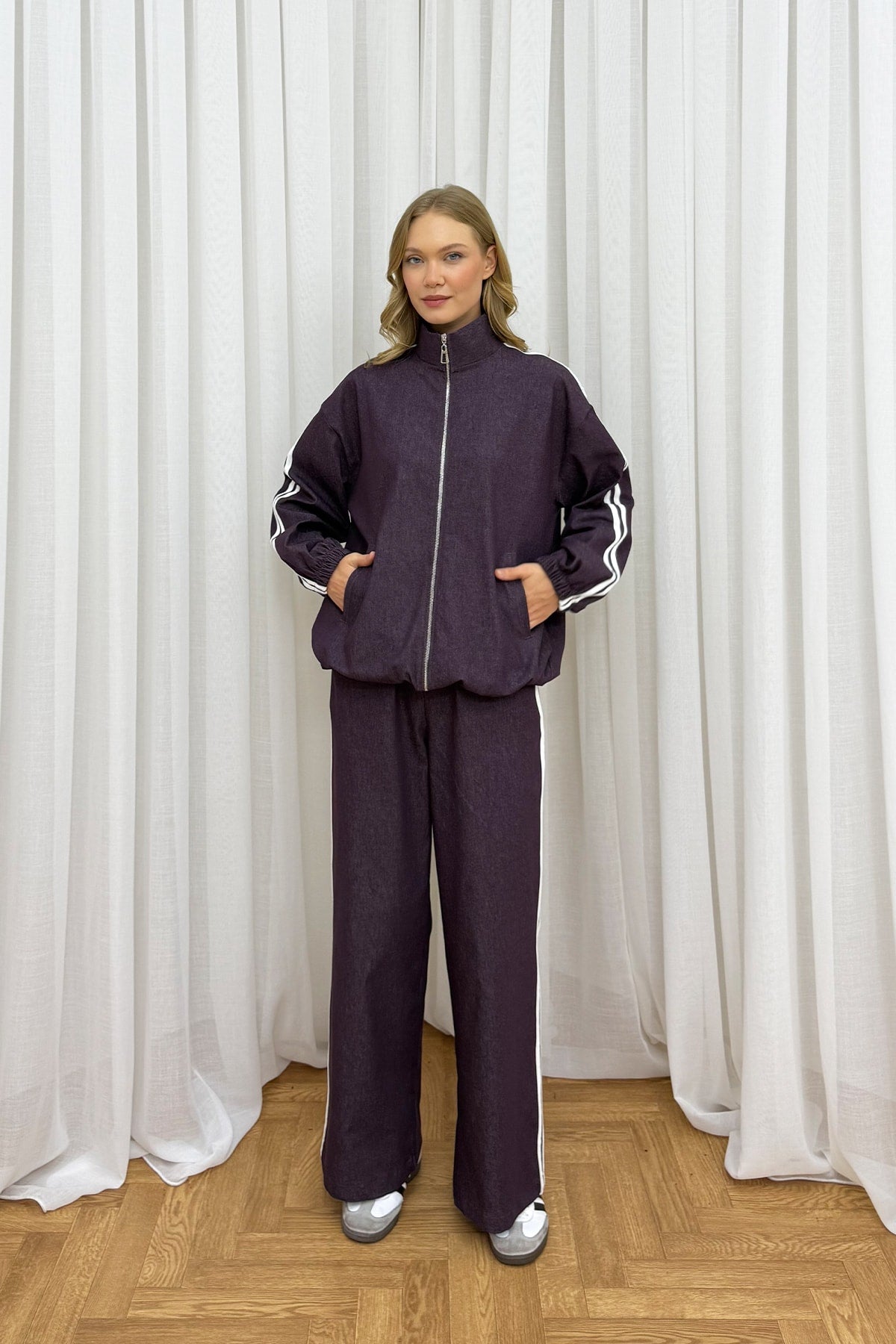 Şeritli Denim Takım 32-2201