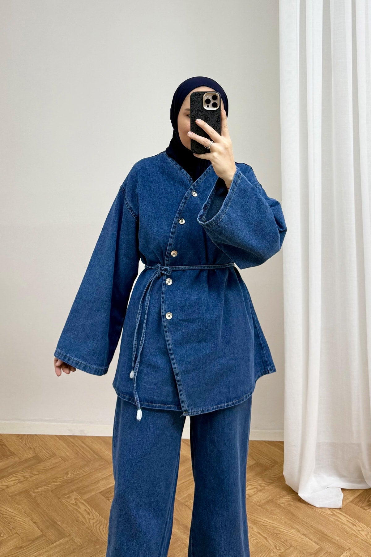 Düğmeli Denim Takım 4-62809