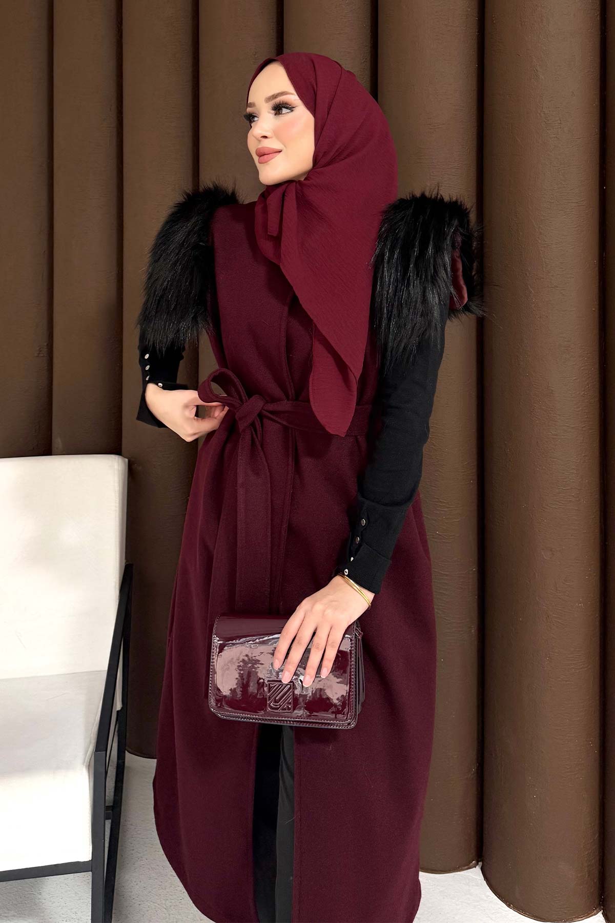 Kürklü Kaşe Yelek 32-3709