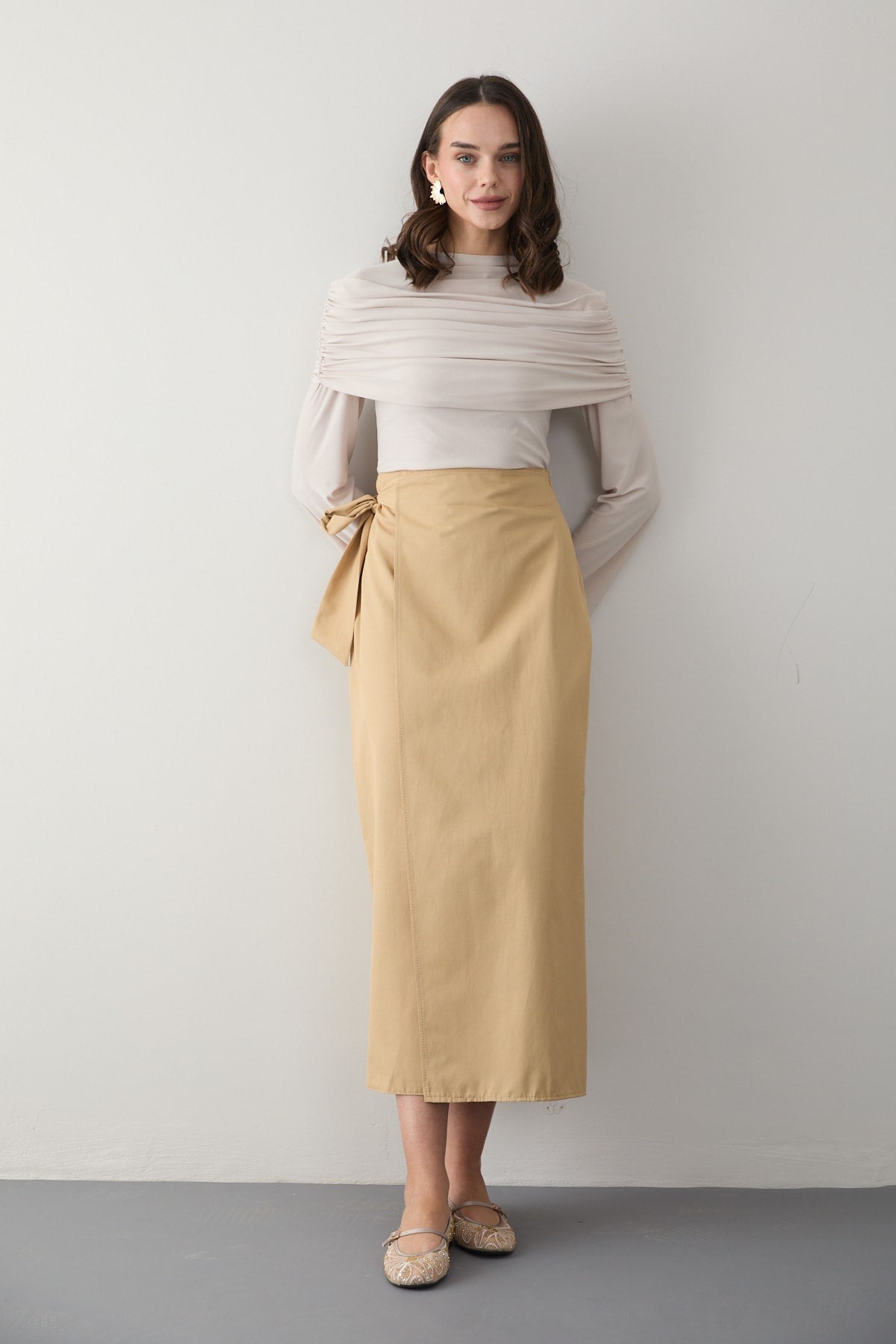 Poplin Bağlamalı Etek 32-2874