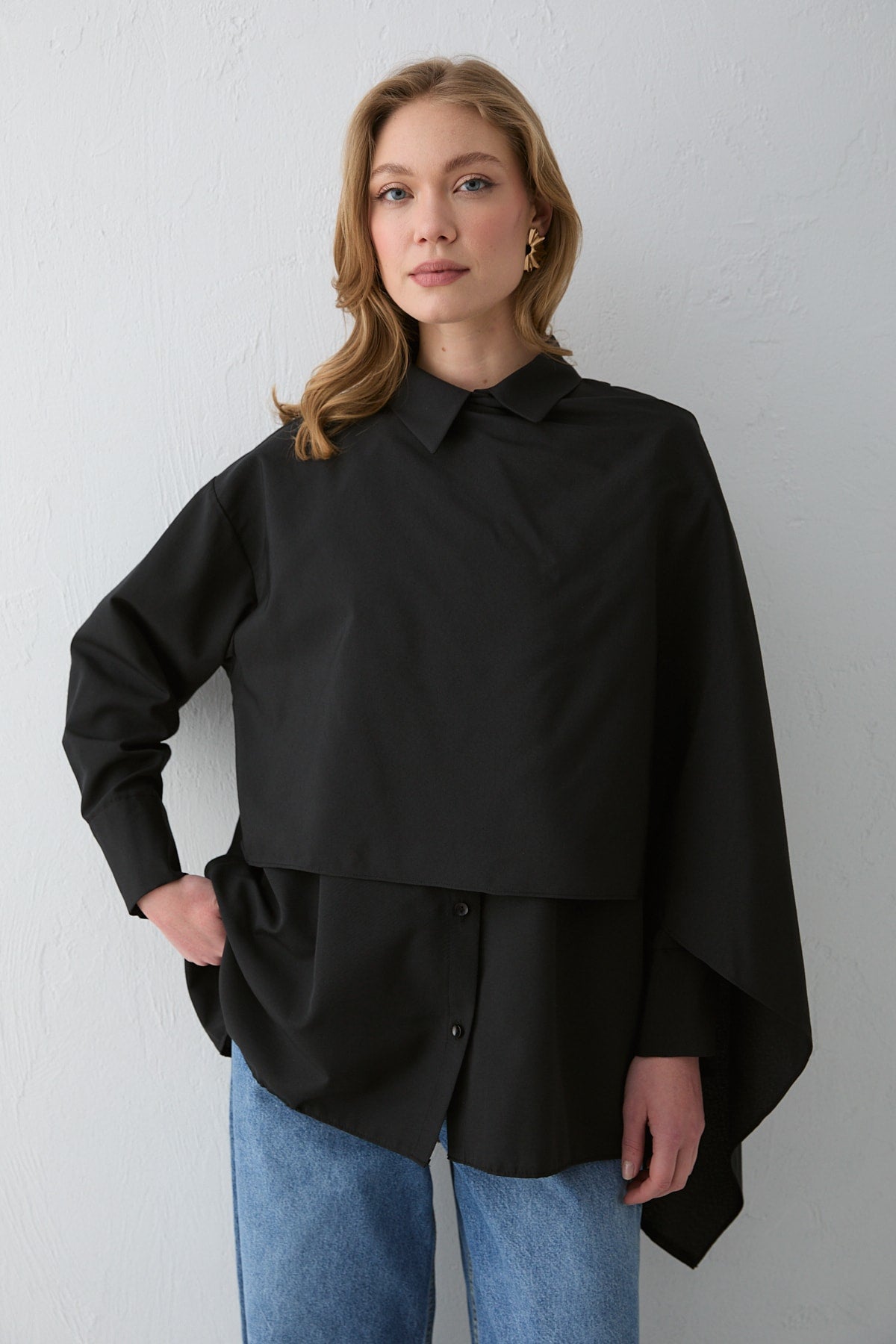 Şal Detaylı Poplin Gömlek 32-2757