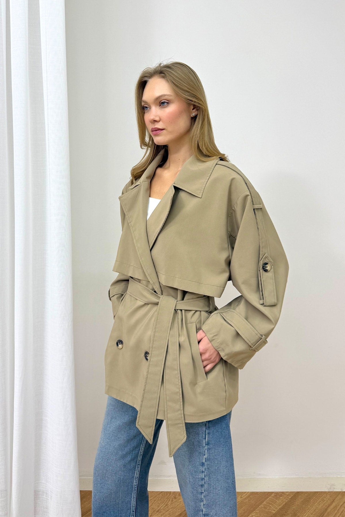 Oversize Kısa Trench 90-3010