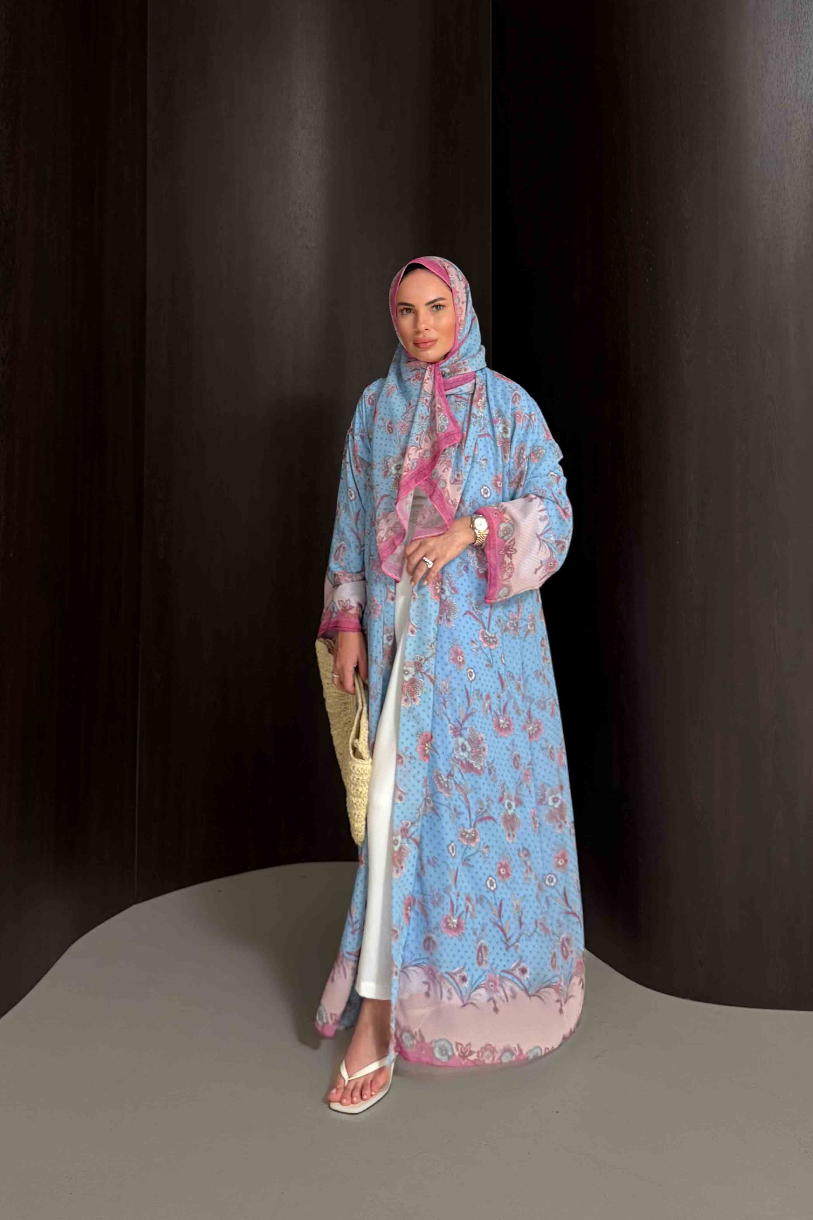 Desenli Şallı Abaya 32-2908