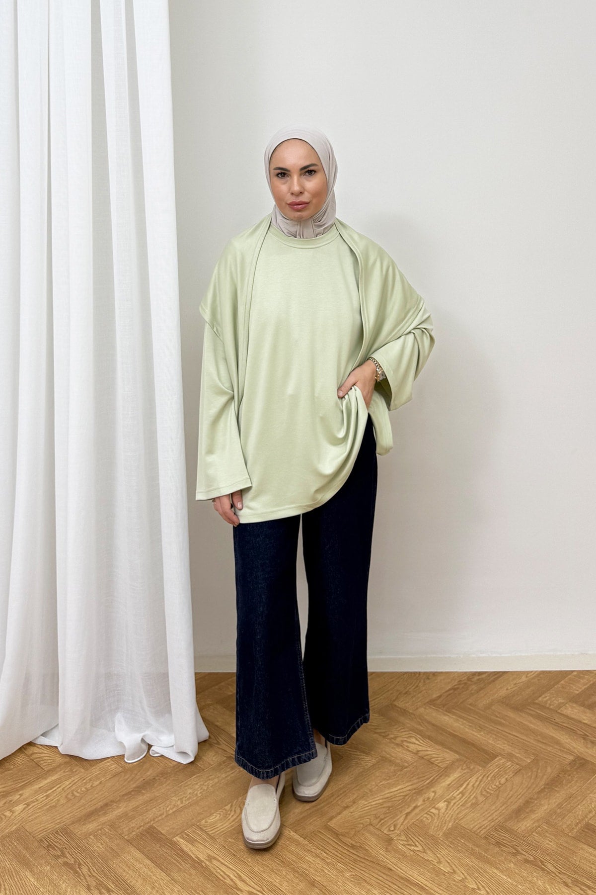 Şal Detaylı Tunik 3-4585
