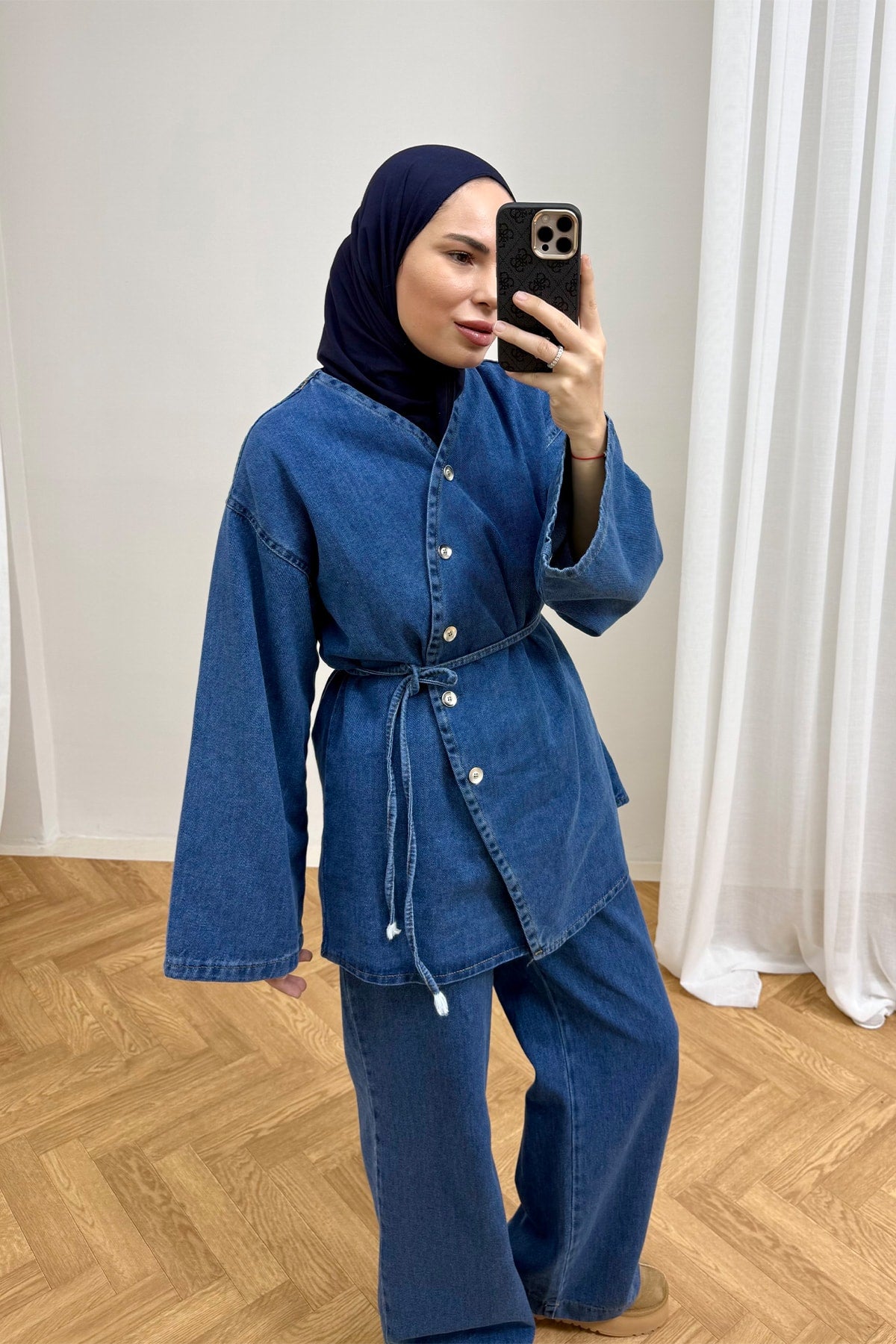 Düğmeli Denim Takım 4-62809