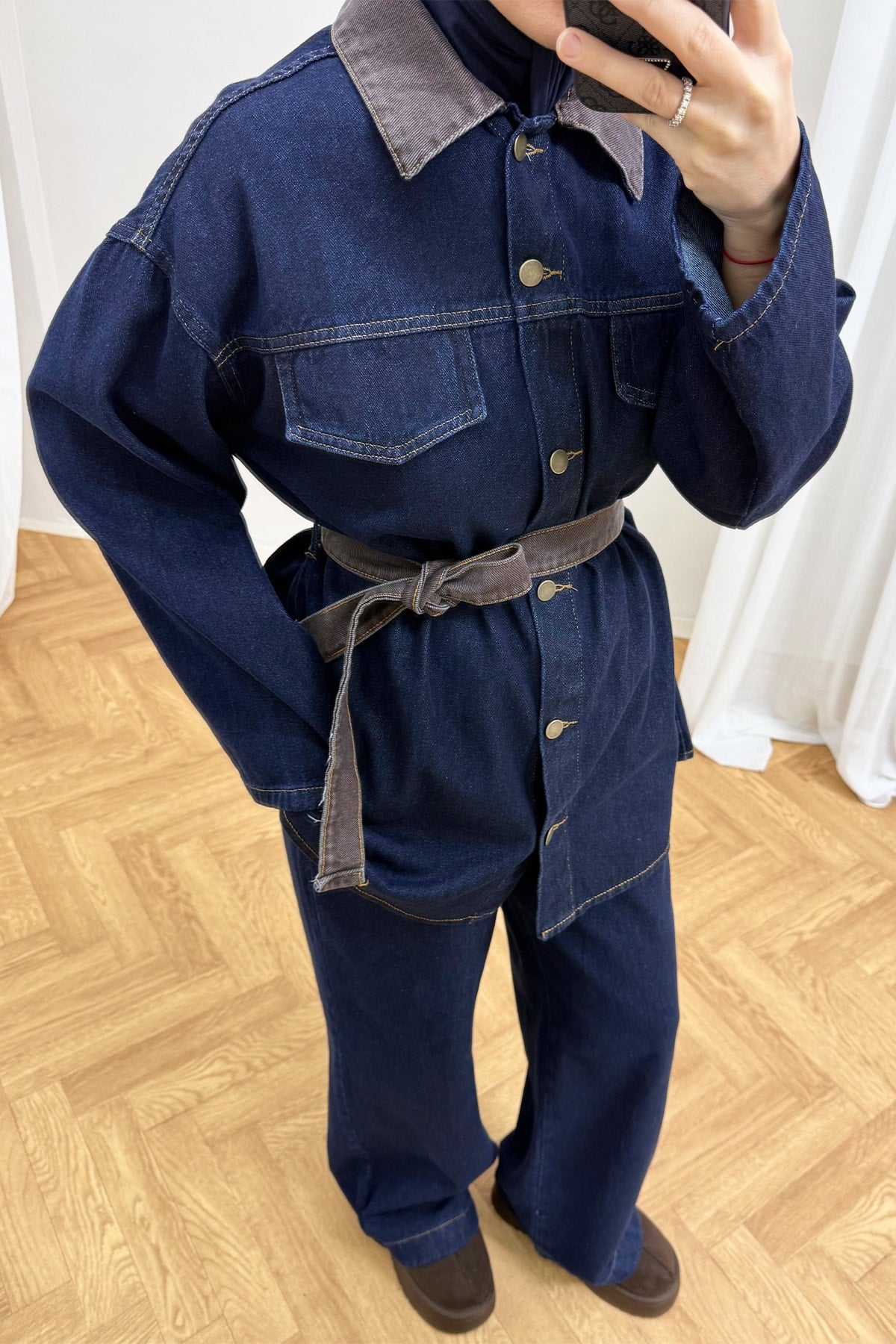 Düğmeli Denim Takım 4-62807