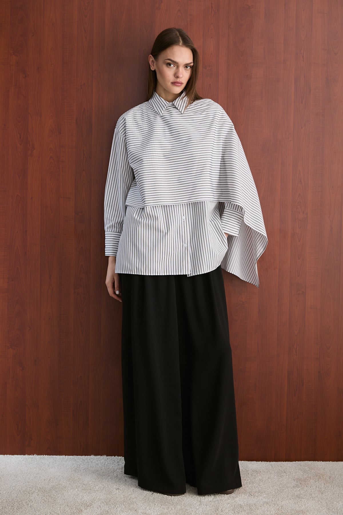 Şal Detaylı Poplin Gömlek 32-2756