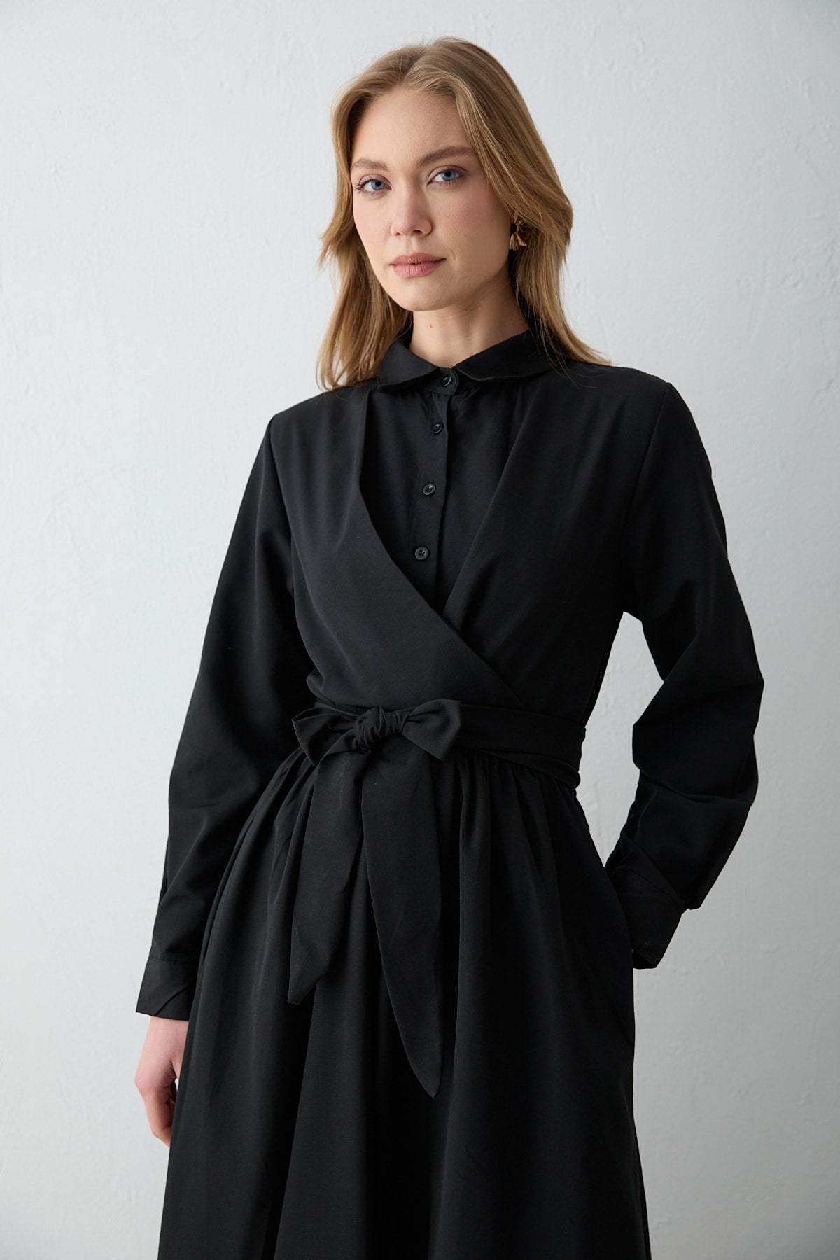 Bağlamalı Poplin Elbise 68-6163-1