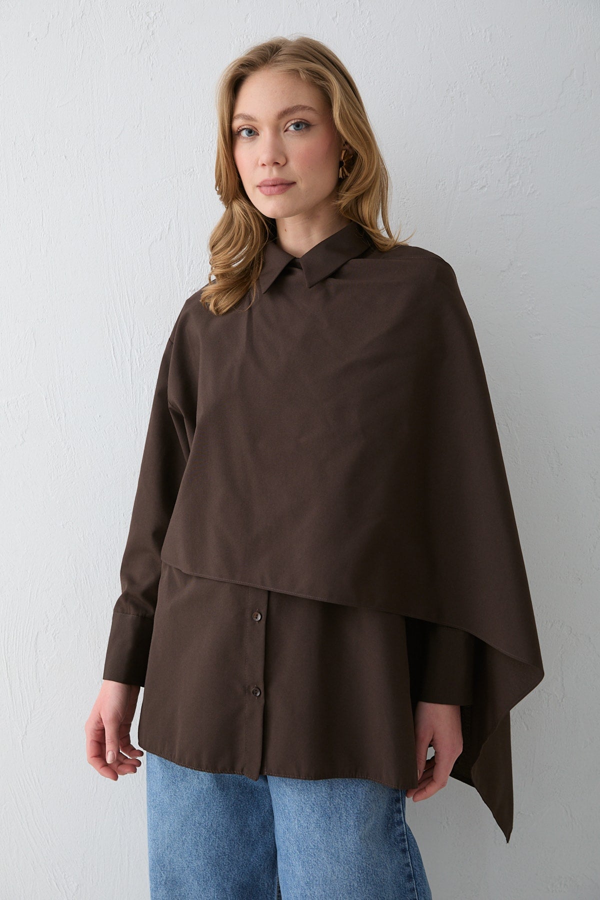 Şal Detaylı Poplin Gömlek 32-2757