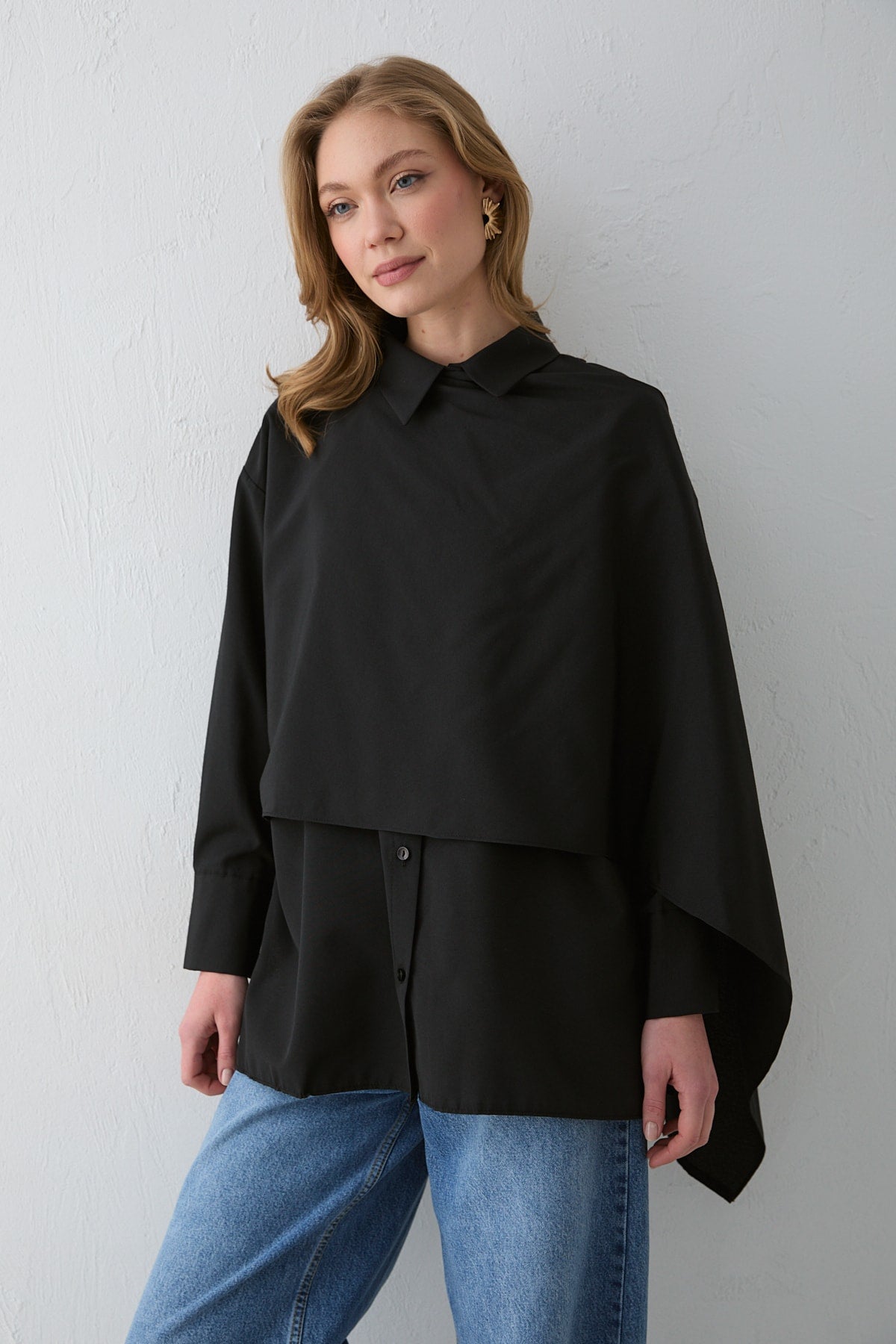 Şal Detaylı Poplin Gömlek 32-2757