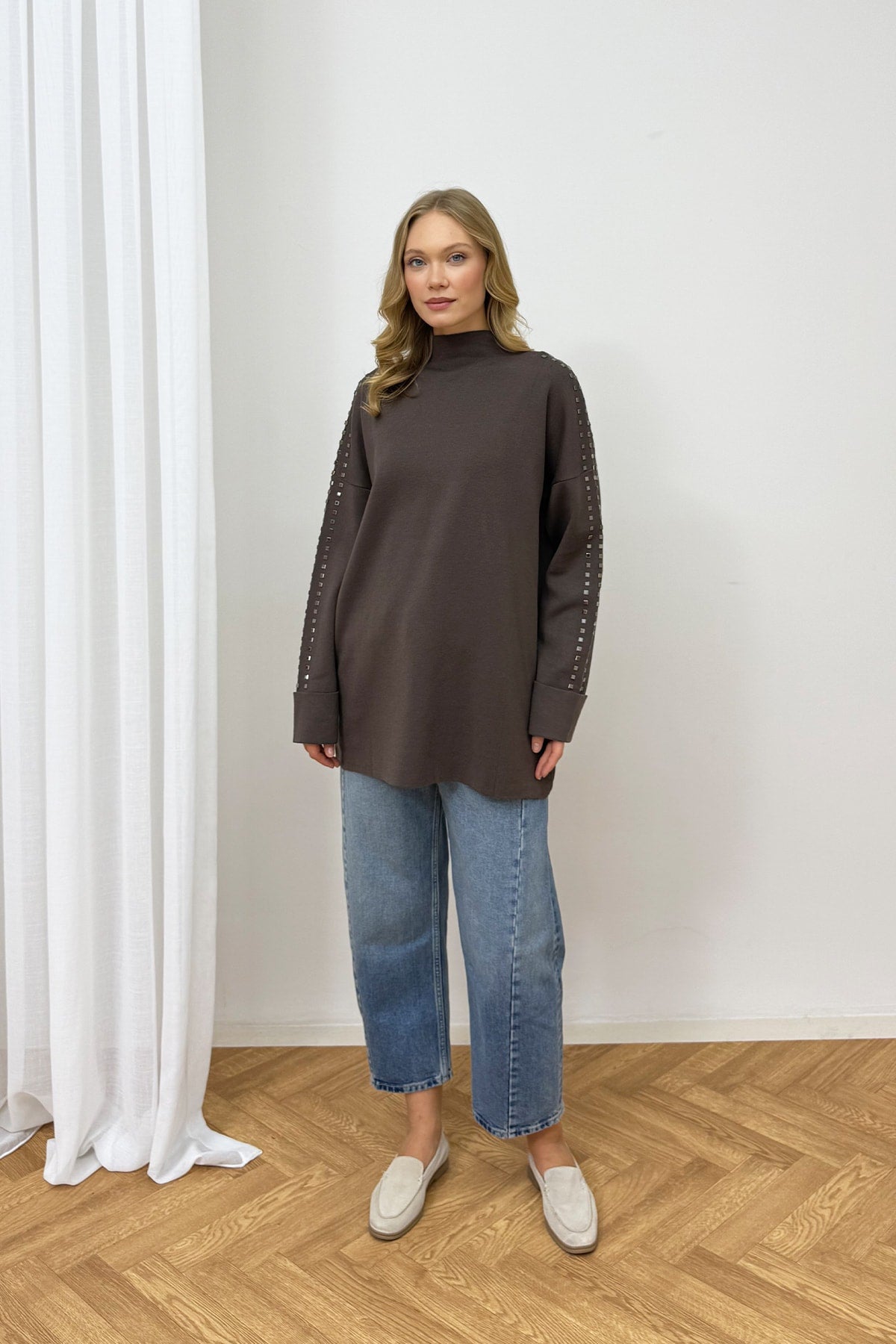 Aksesuarlı Triko Tunik 87-26150