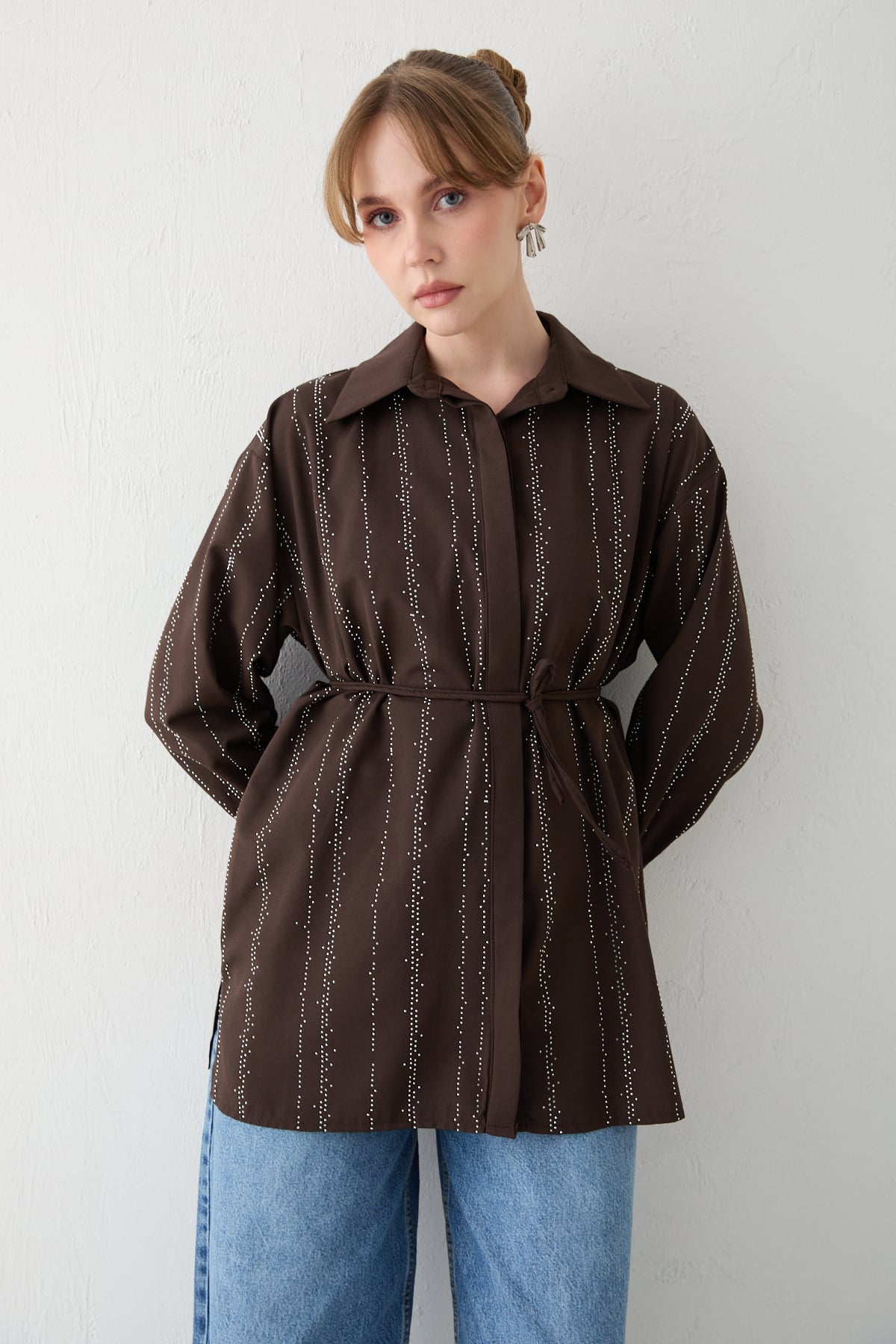 Taşlı Poplin Gömlek 32-2620