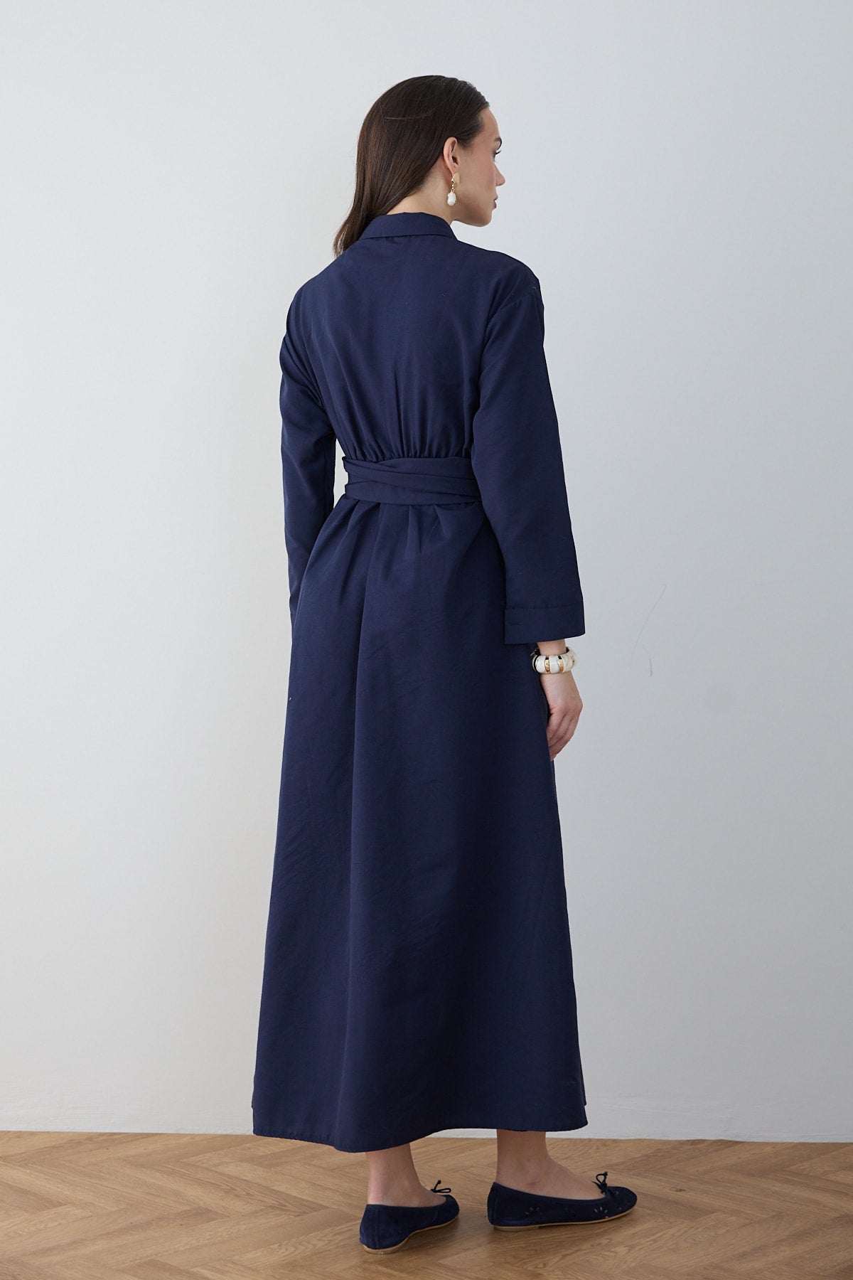 Kuşaklı Poplin Elbise 68-6302