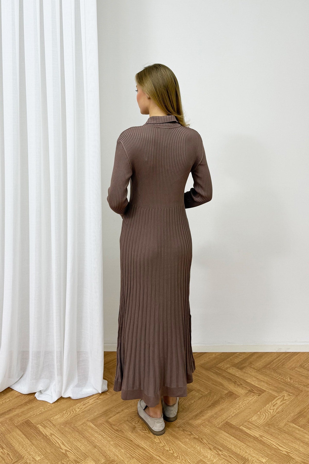 Düğmeli Triko Elbise 94-5001