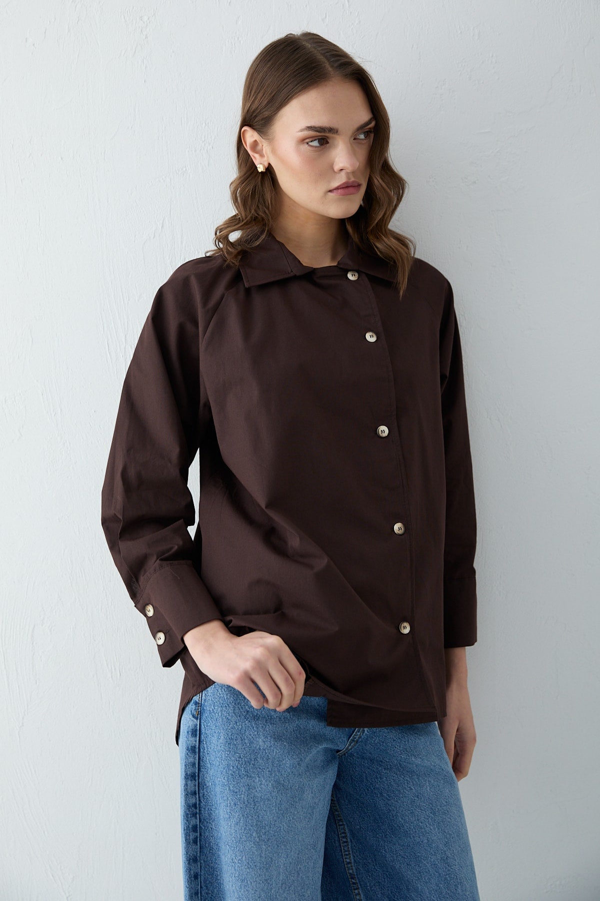 Düğmeli Poplin Gömlek 32-2703