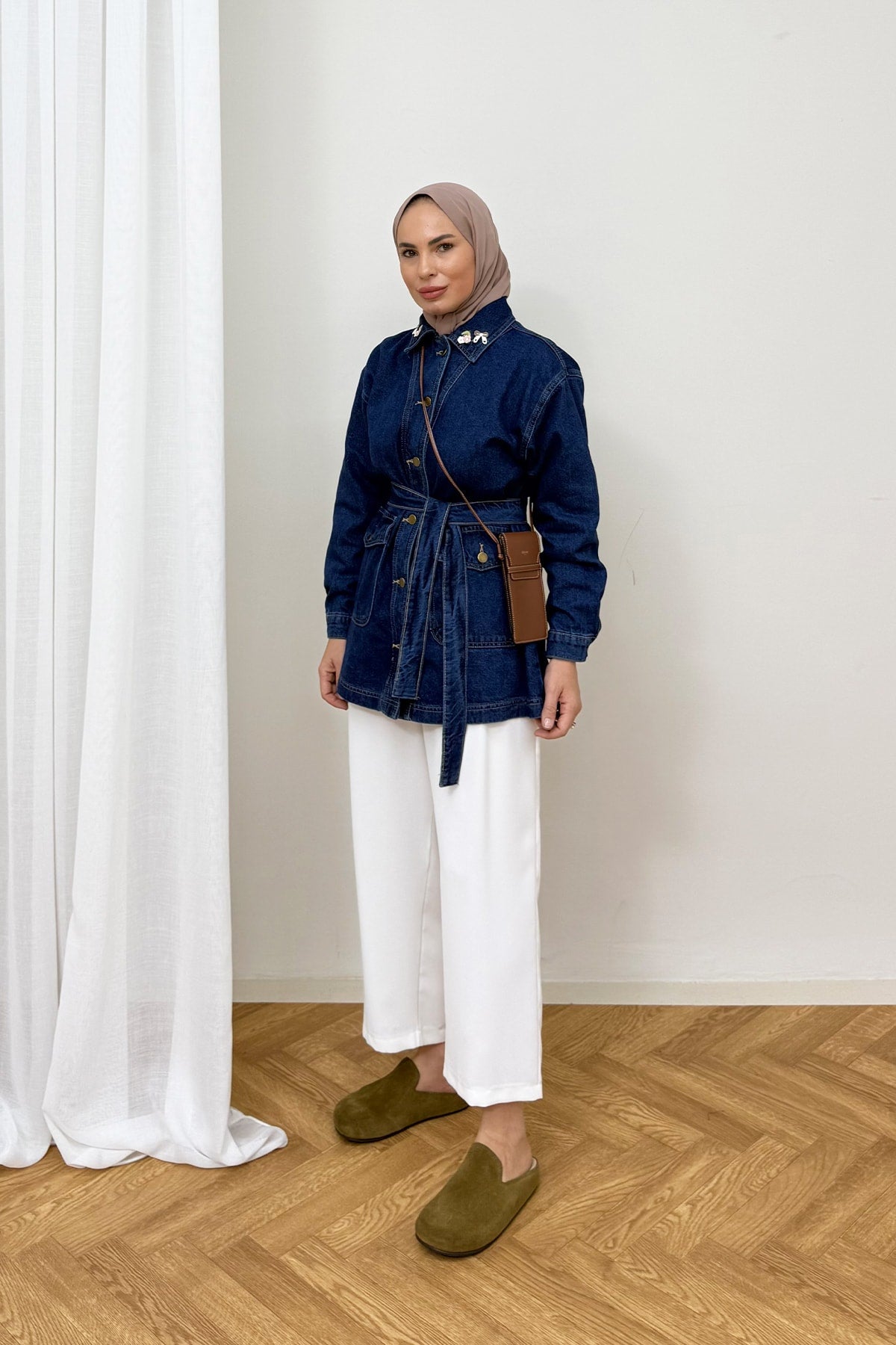 Aksesuarlı Denim Ceket 3-721