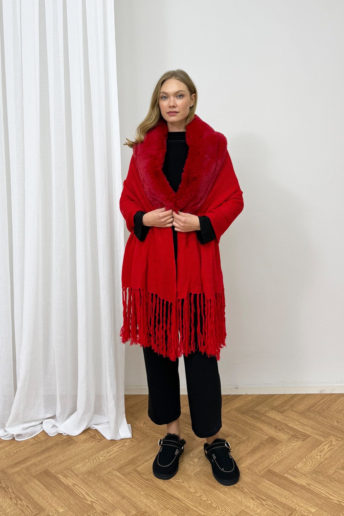 Kürklü Triko Şal 103-2370