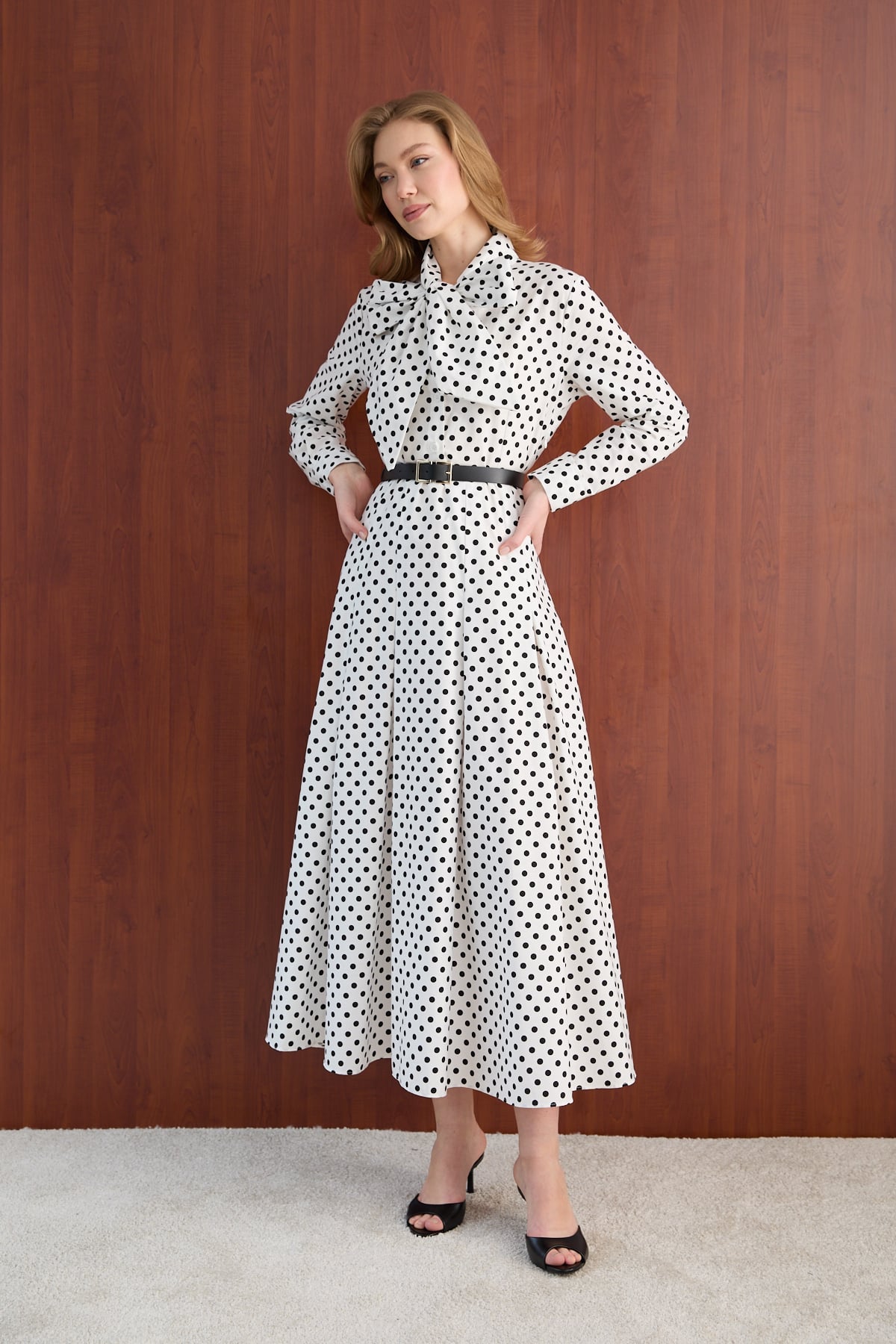 Puantiye Poplin Elbise 32-2766
