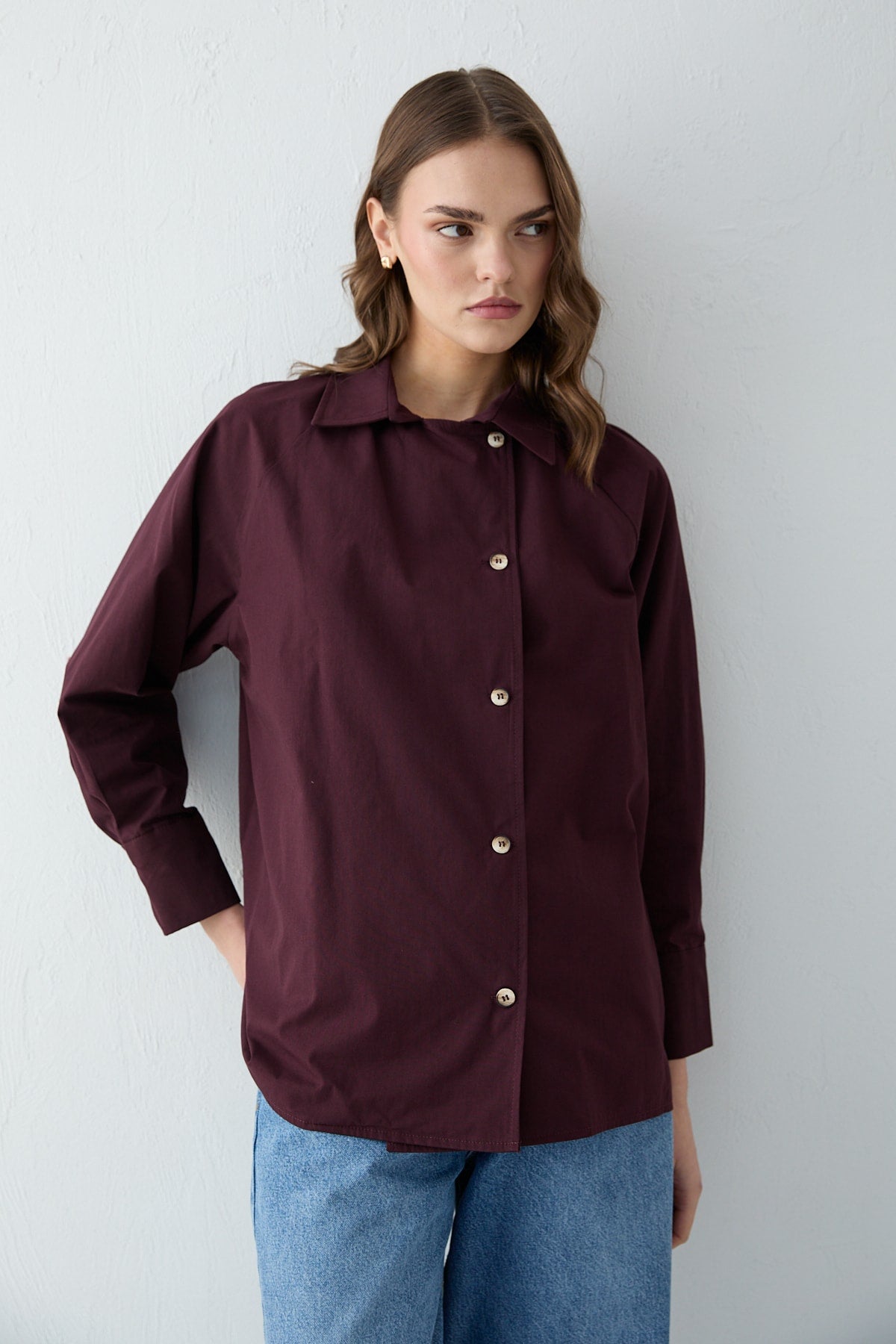 Düğmeli Poplin Gömlek 32-2703