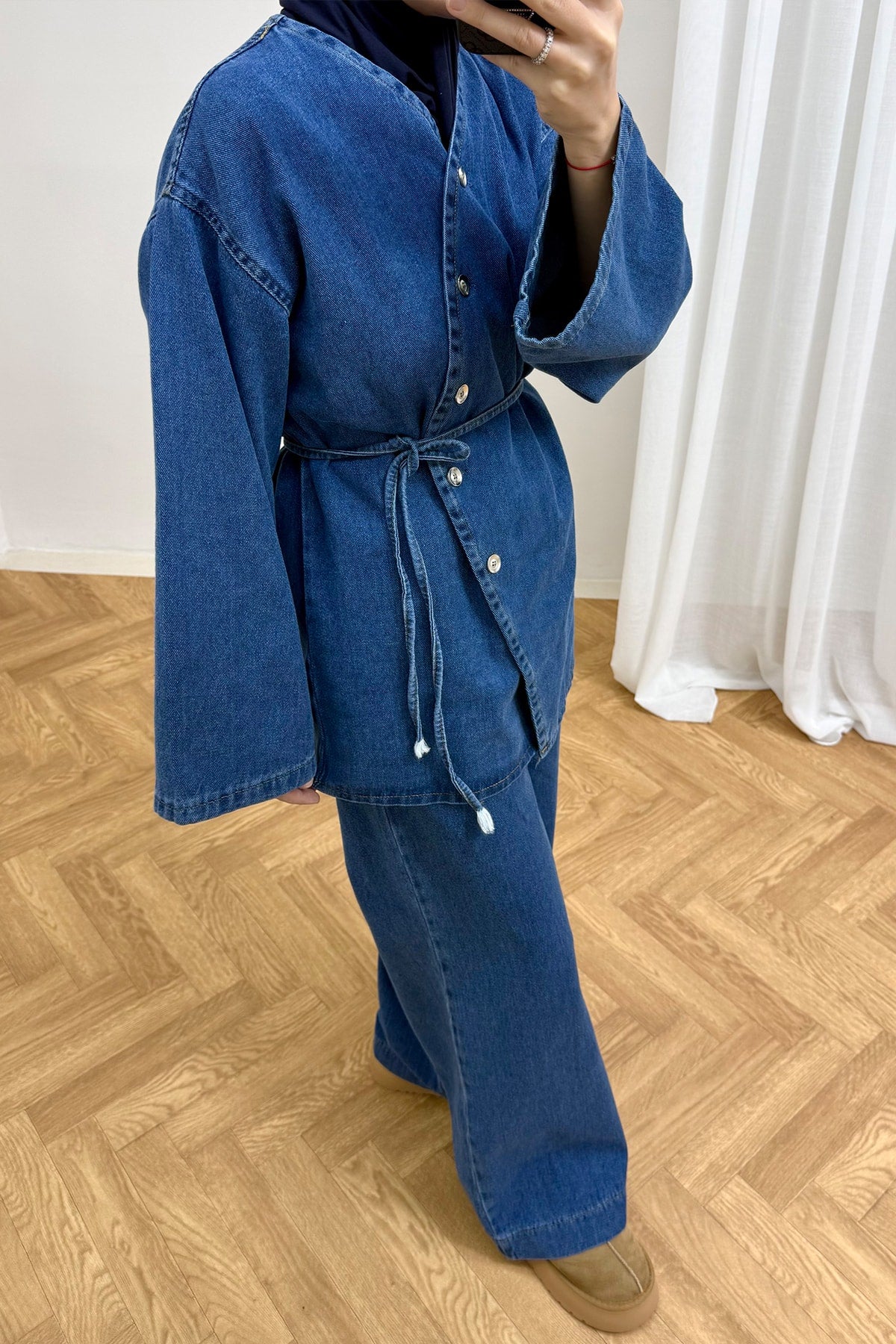 Düğmeli Denim Takım 4-62809