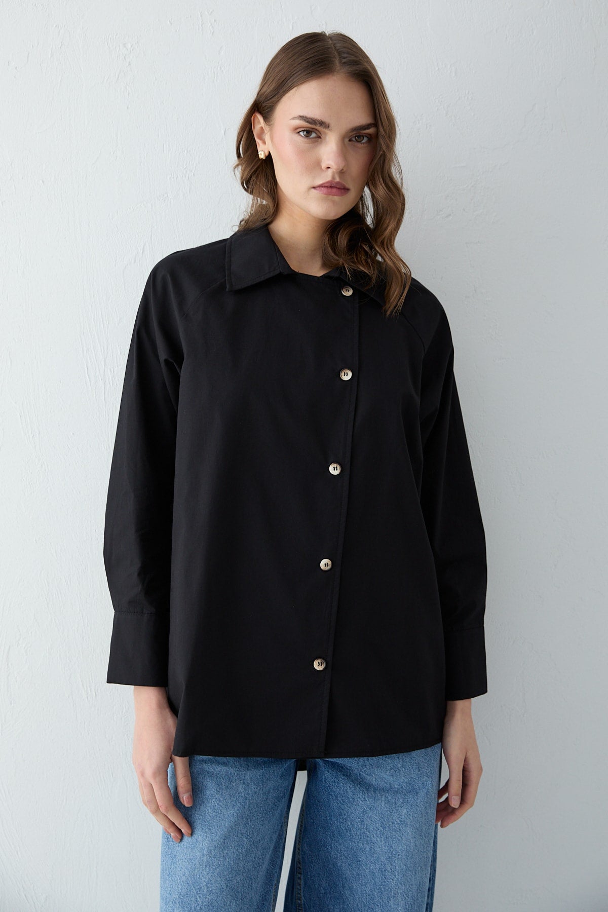 Düğmeli Poplin Gömlek 32-2703