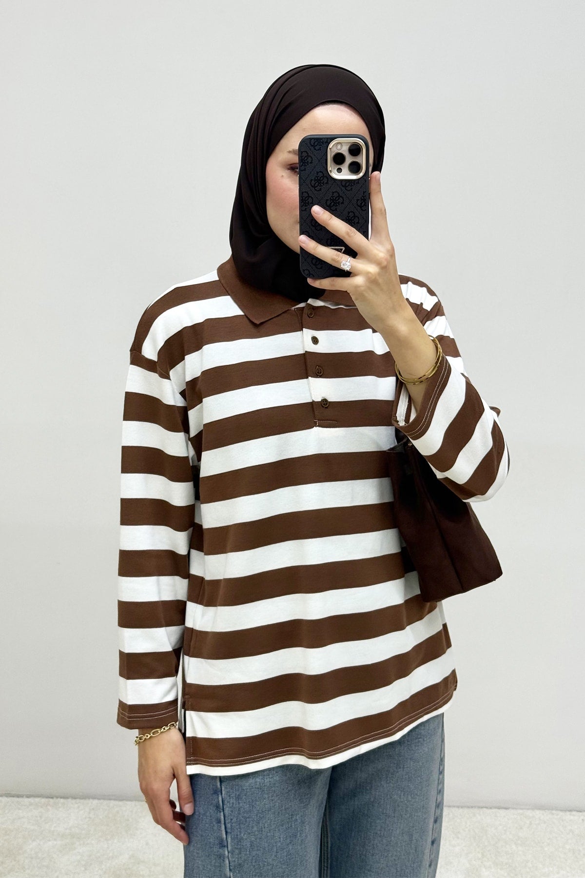 Çizgili Yakalı Tunik 83-7005