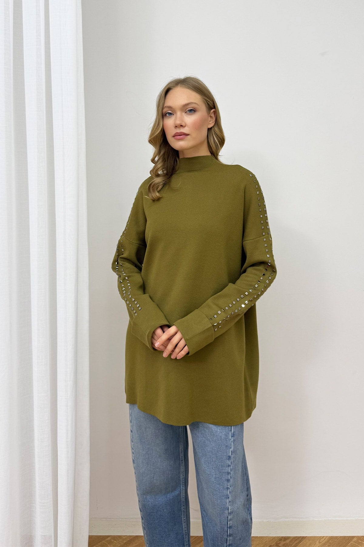 Aksesuarlı Triko Tunik 87-26150