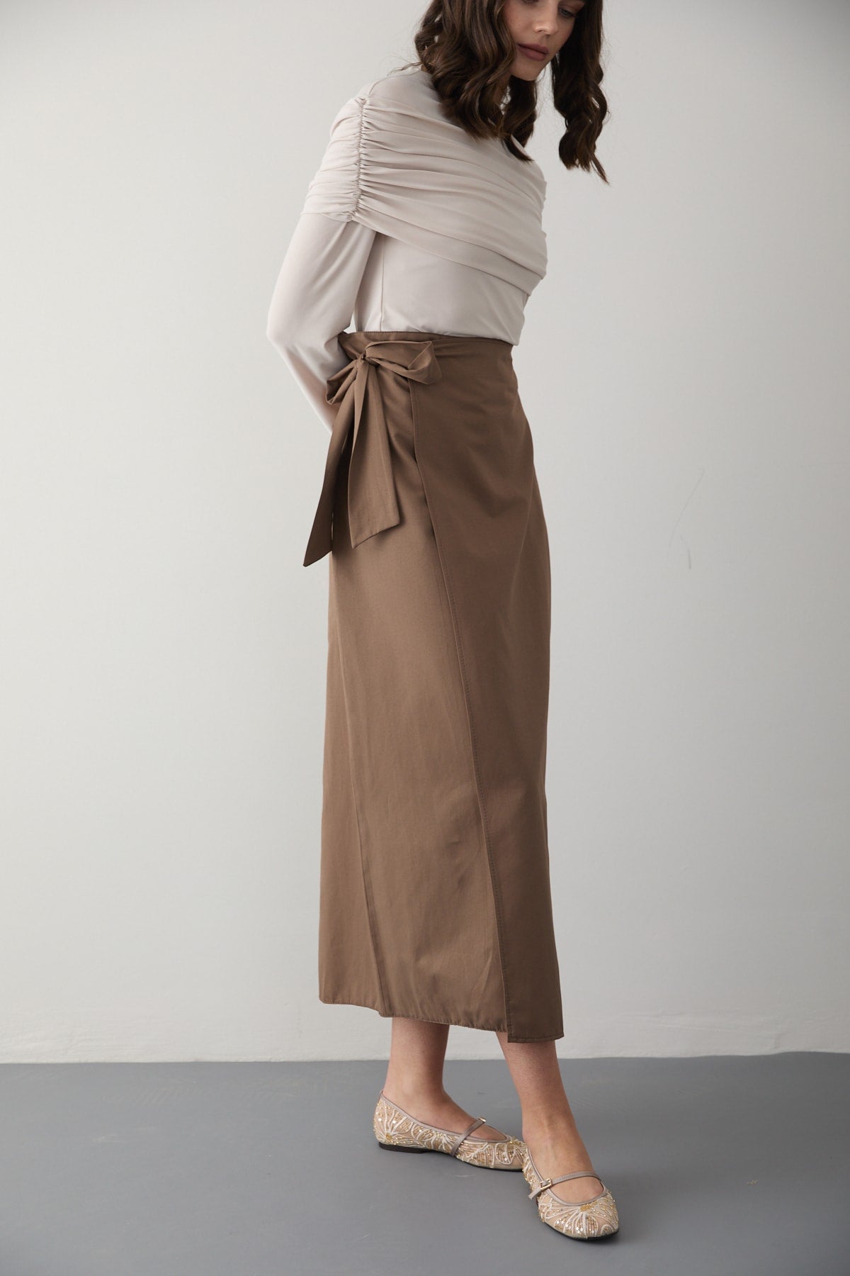 Poplin Bağlamalı Etek 32-2874