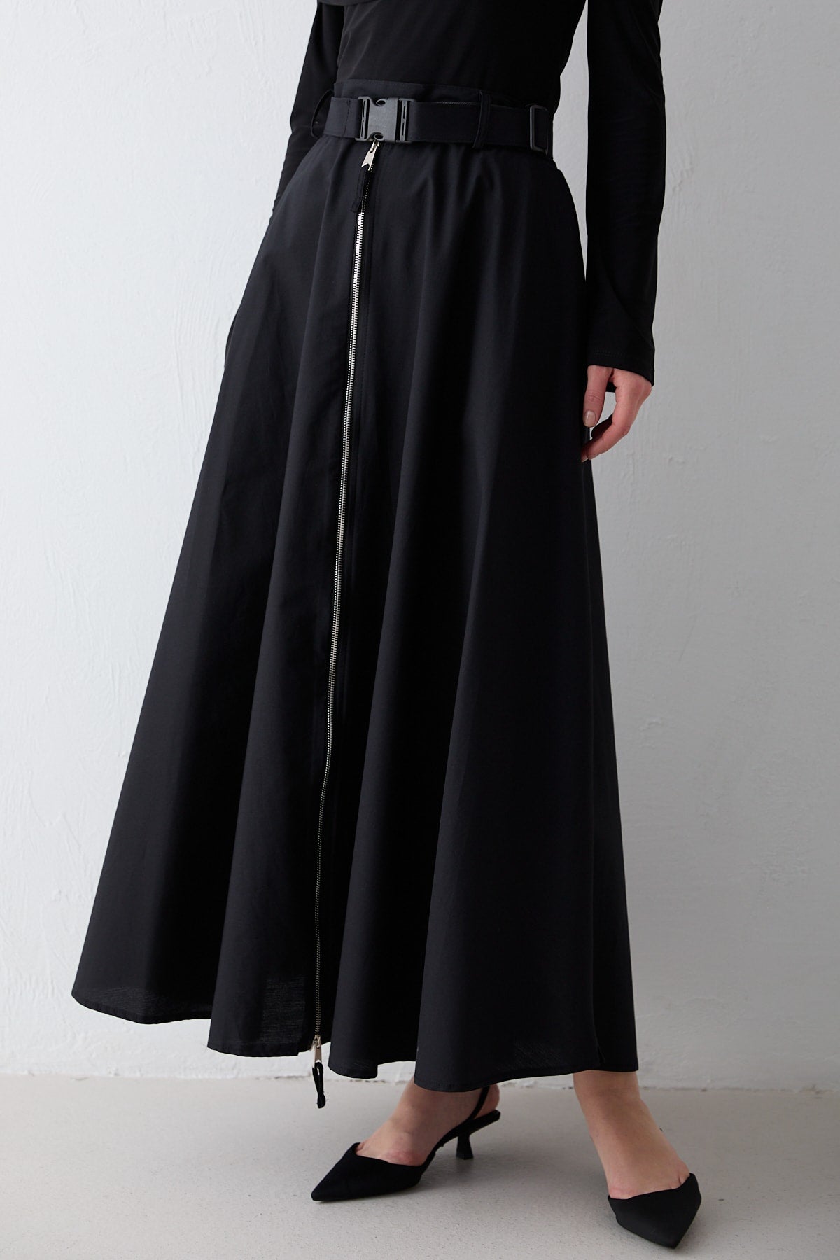 Fermuar Detaylı Poplin Etek 32-2714