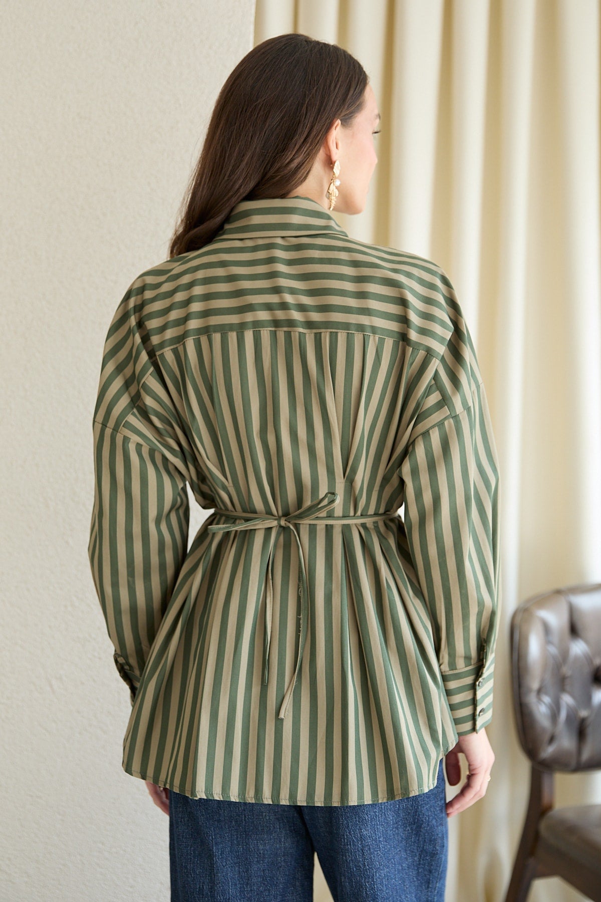 Çizgili Poplin Gömlek 32-2854