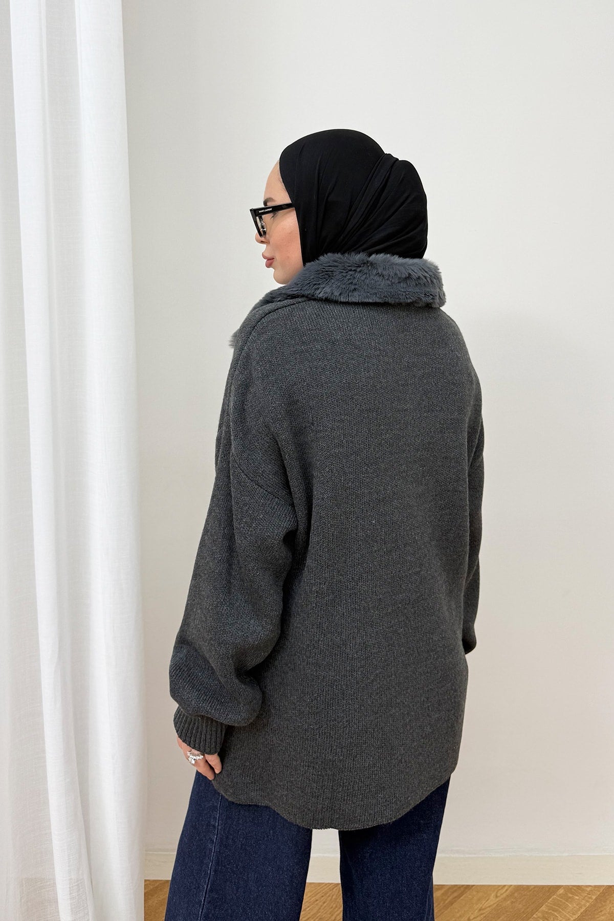Kürk Yaka Triko Hırka 87-26248