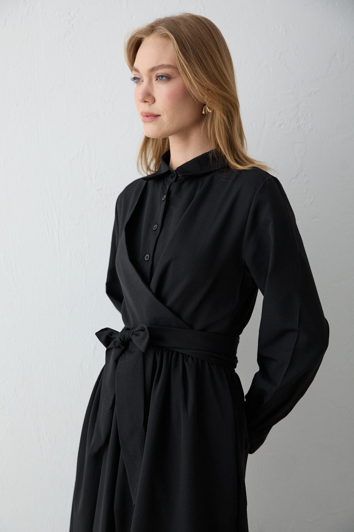 Bağlamalı Poplin Elbise 68-6163-1