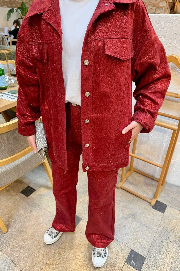 Bol Paça Varaklı Gabardin Pantolon 32-3501