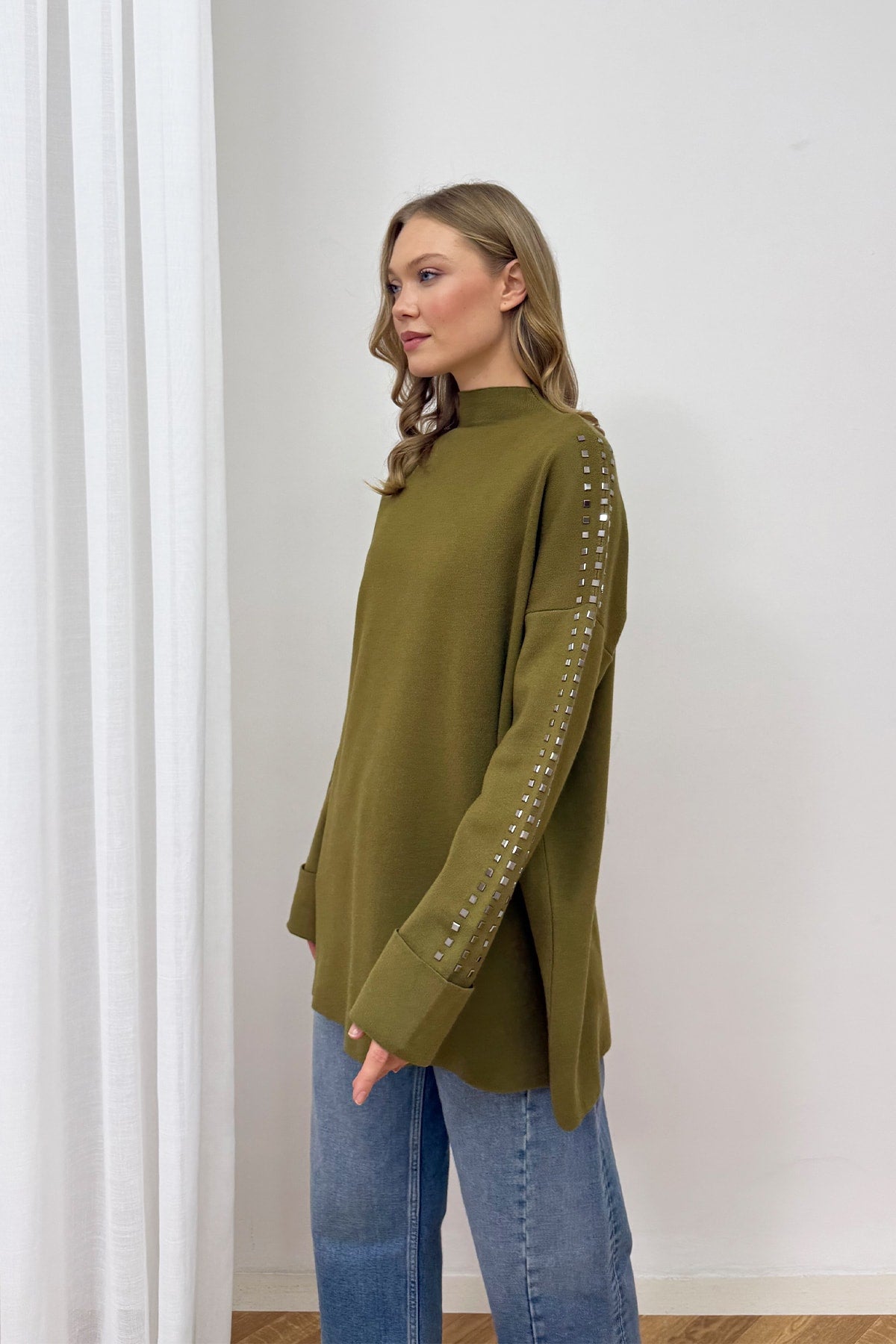 Aksesuarlı Triko Tunik 87-26150