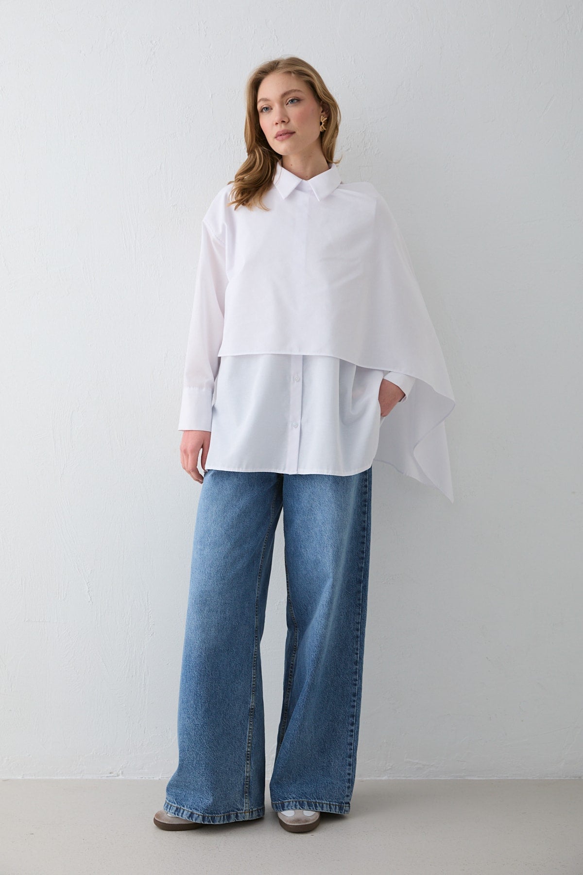 Şal Detaylı Poplin Gömlek 32-2757