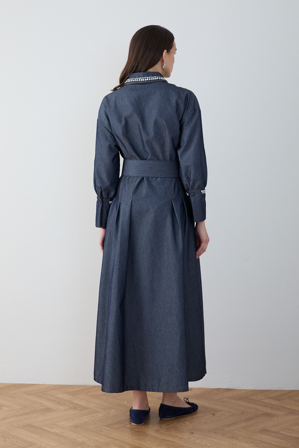 Taşlı Denim Elbise 32-2797