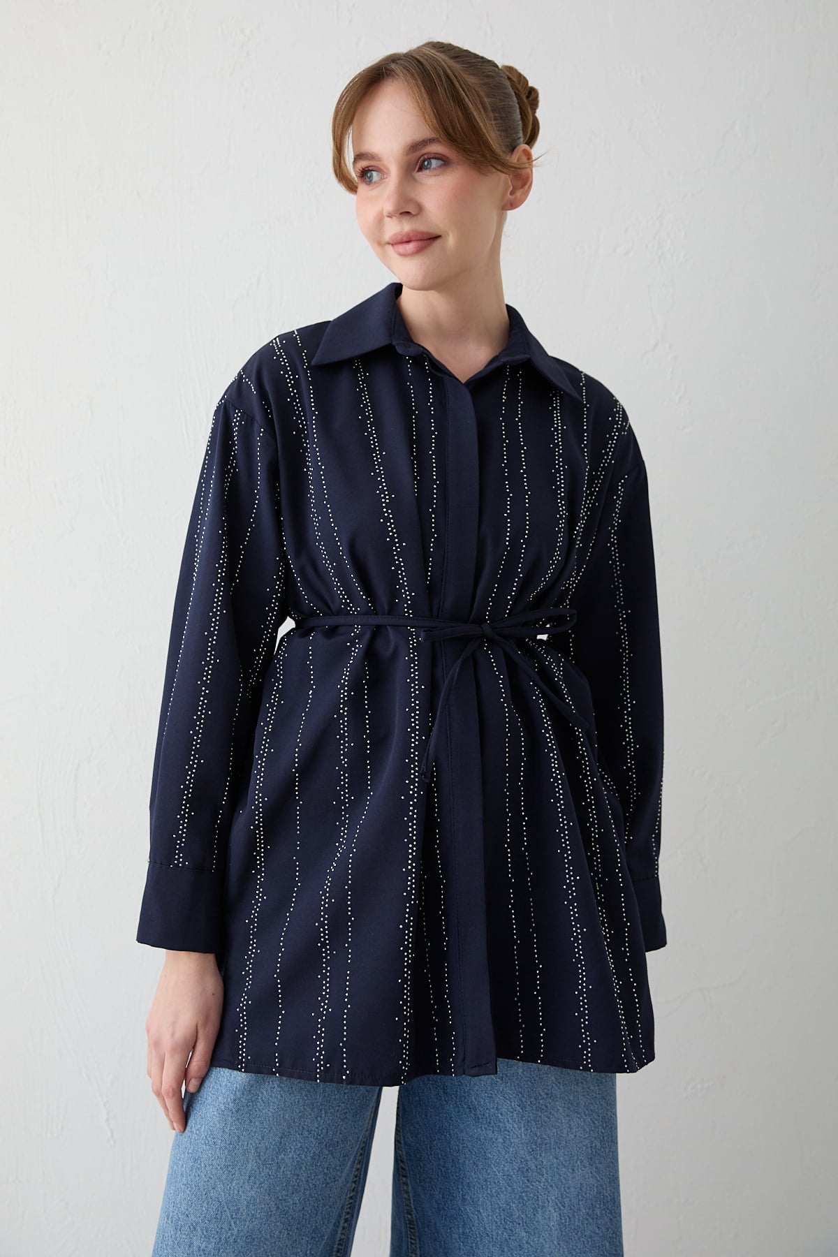 Taşlı Poplin Gömlek 32-2620