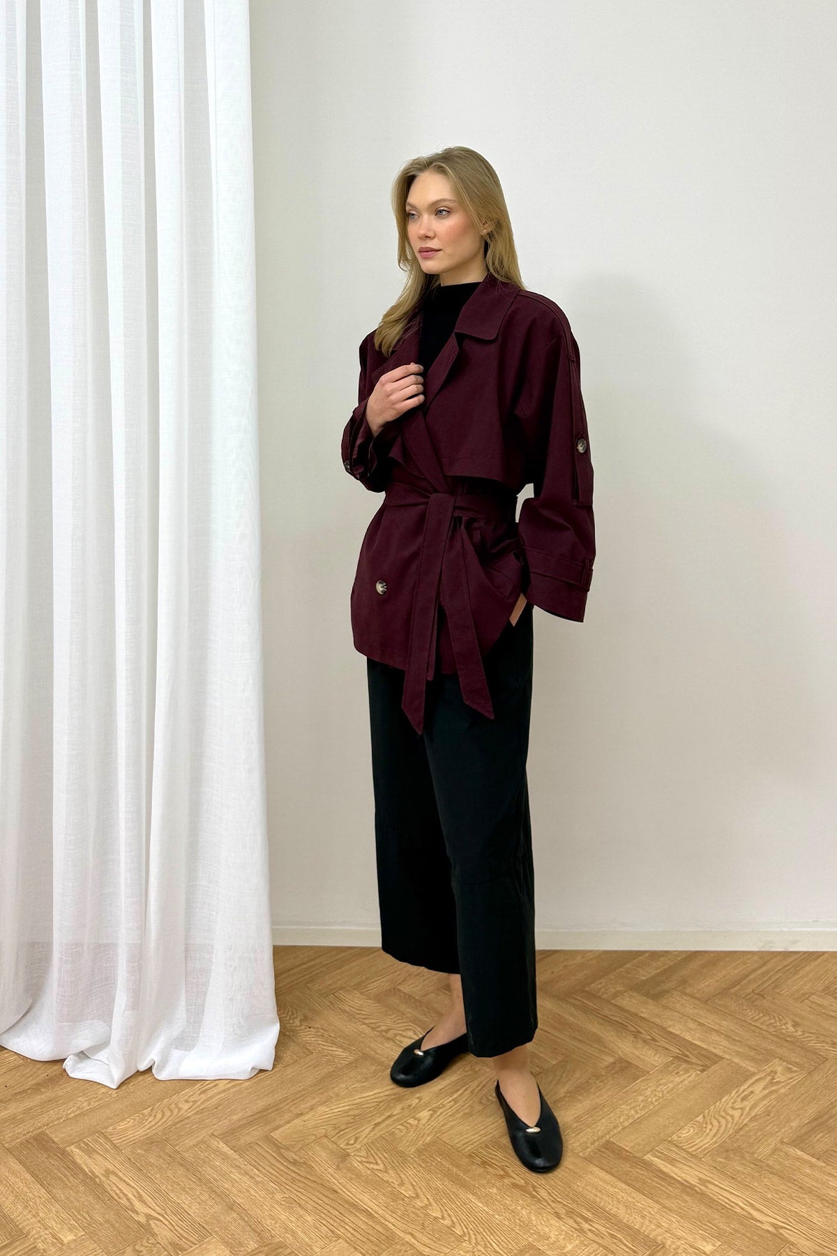 Oversize Kısa Trench 90-3010