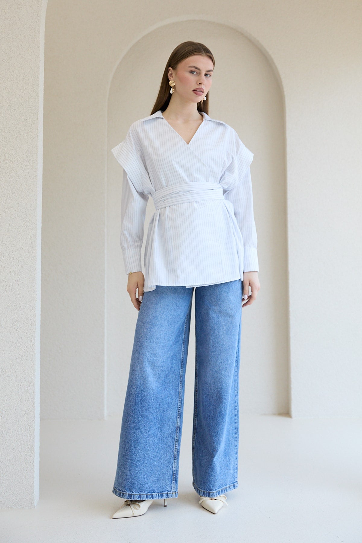 Çizgili Poplin Gömlek 32-2761