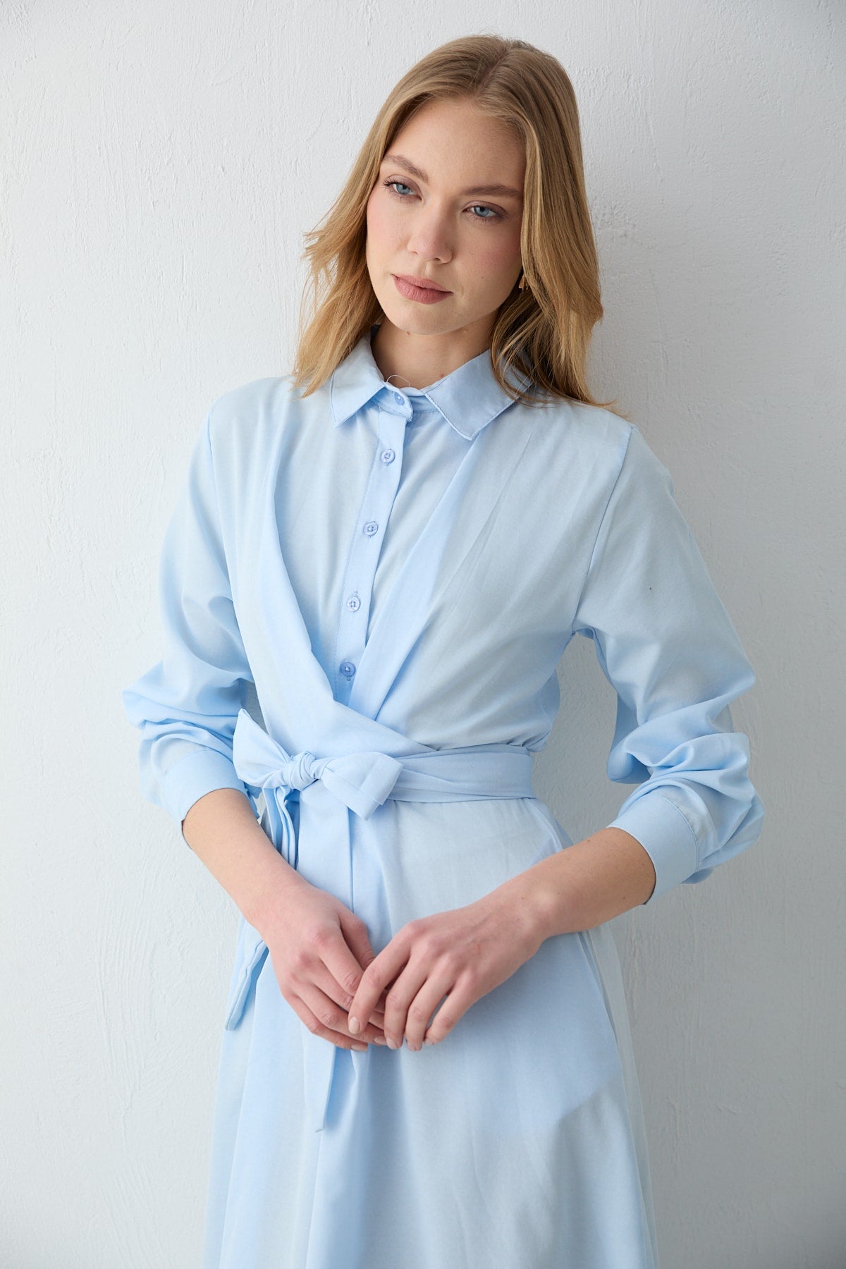 Bağlamalı Poplin Elbise 68-6163-1