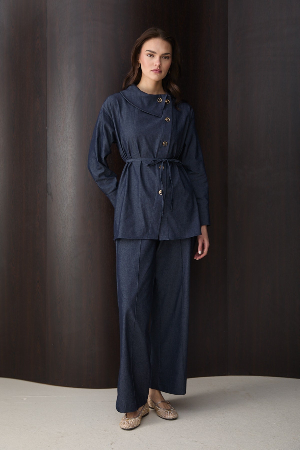 Düğmeli Denim Takım 32-2792